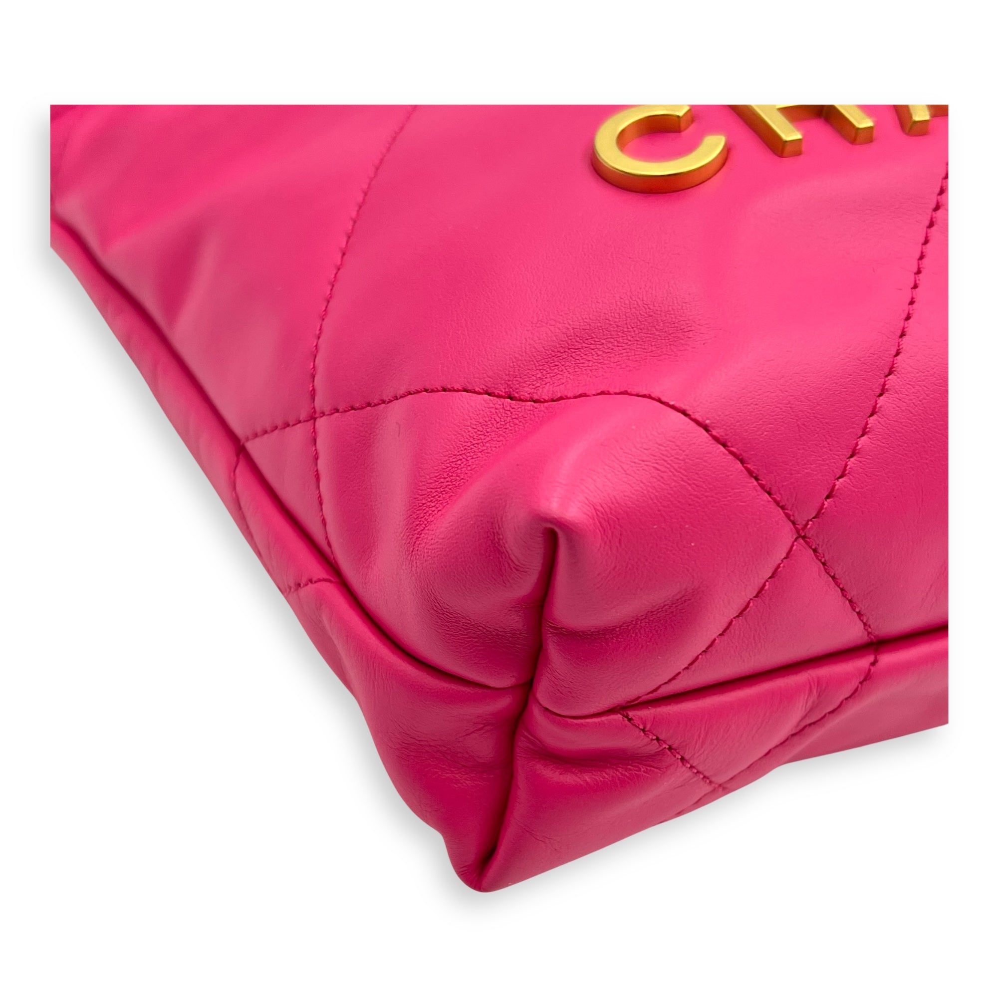 22 Tote Crossbody Bag Pink in Calfskin, Brushed Silver hardware - Image 7