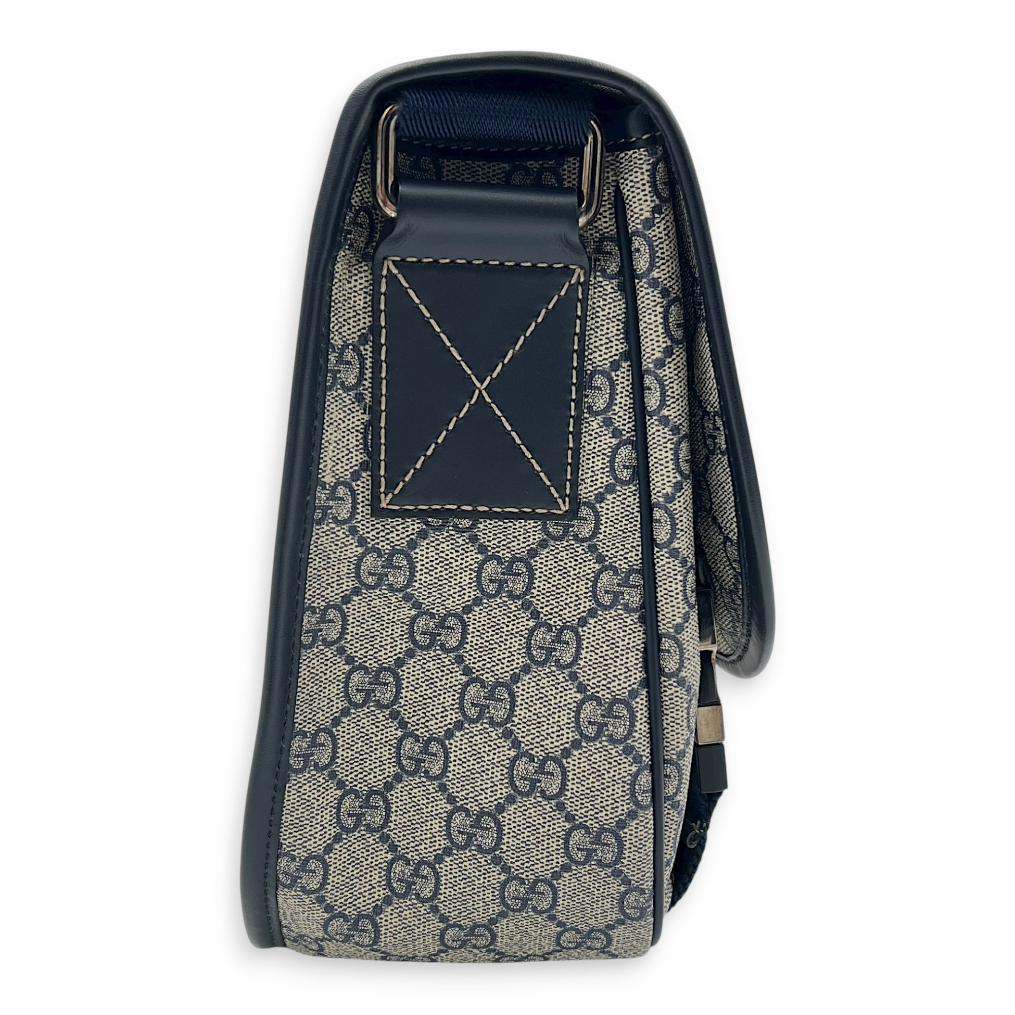 Guccissima Messenger Blue in Coated Canvas, Silver hardware - Image 4