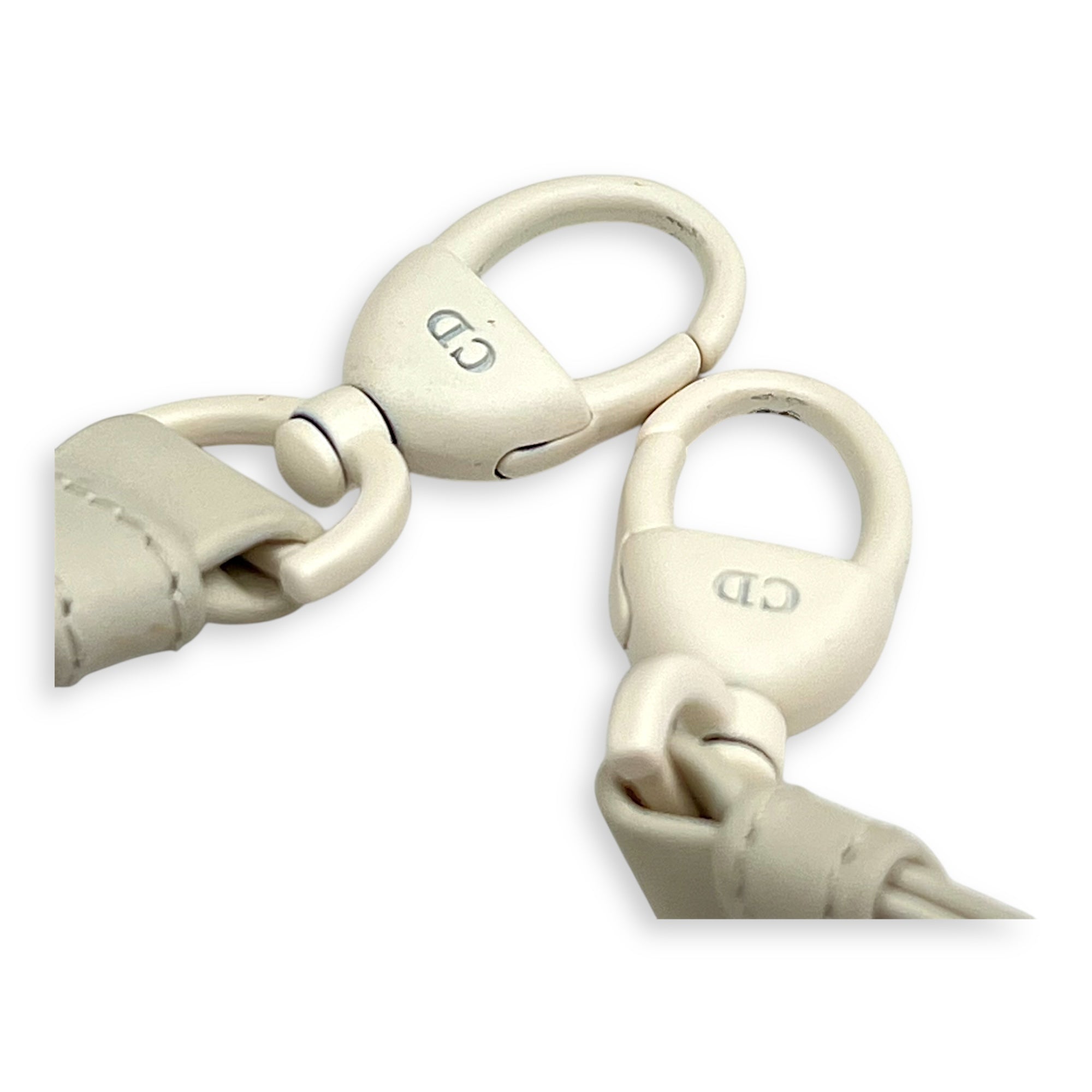 Lady Dior Top Handle Bag Medium White in Lambskin, Ultramatte hardware - Image 8