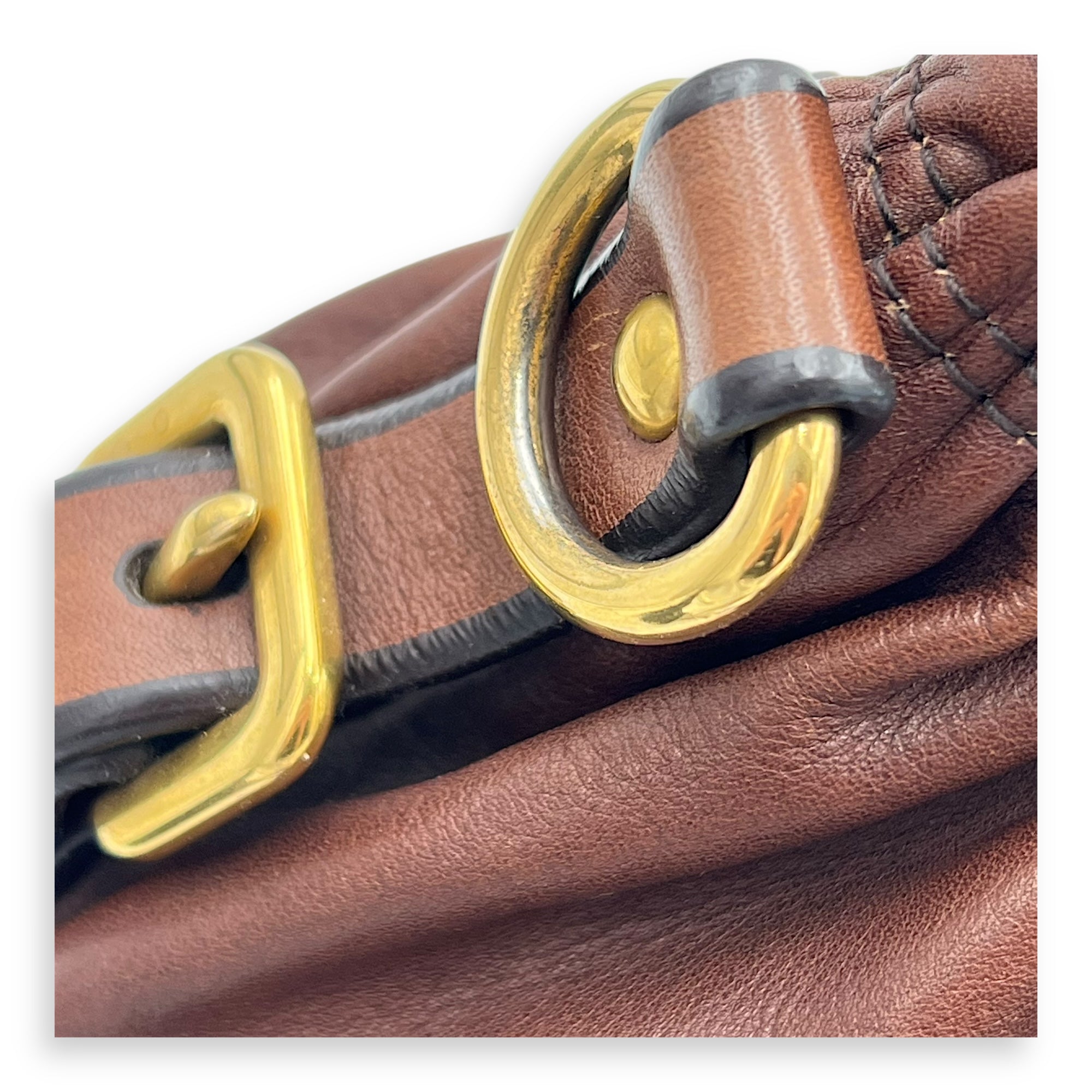 Logo Top Handle Bag Brown in Calfskin, Gold hardware - Image 12