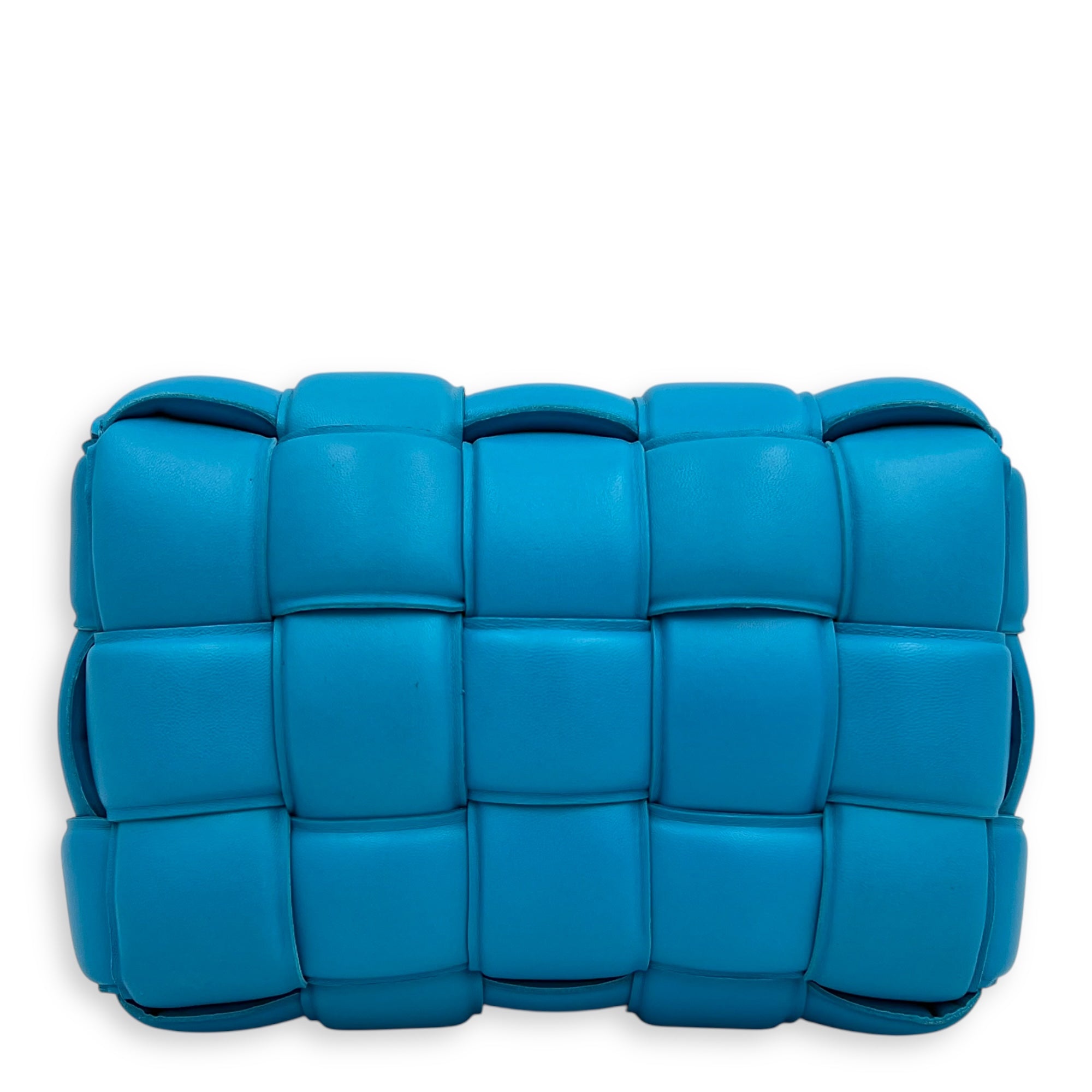 Padded Cassette Shoulder Bag Blue in Lambskin, Gold hardware - Image 3