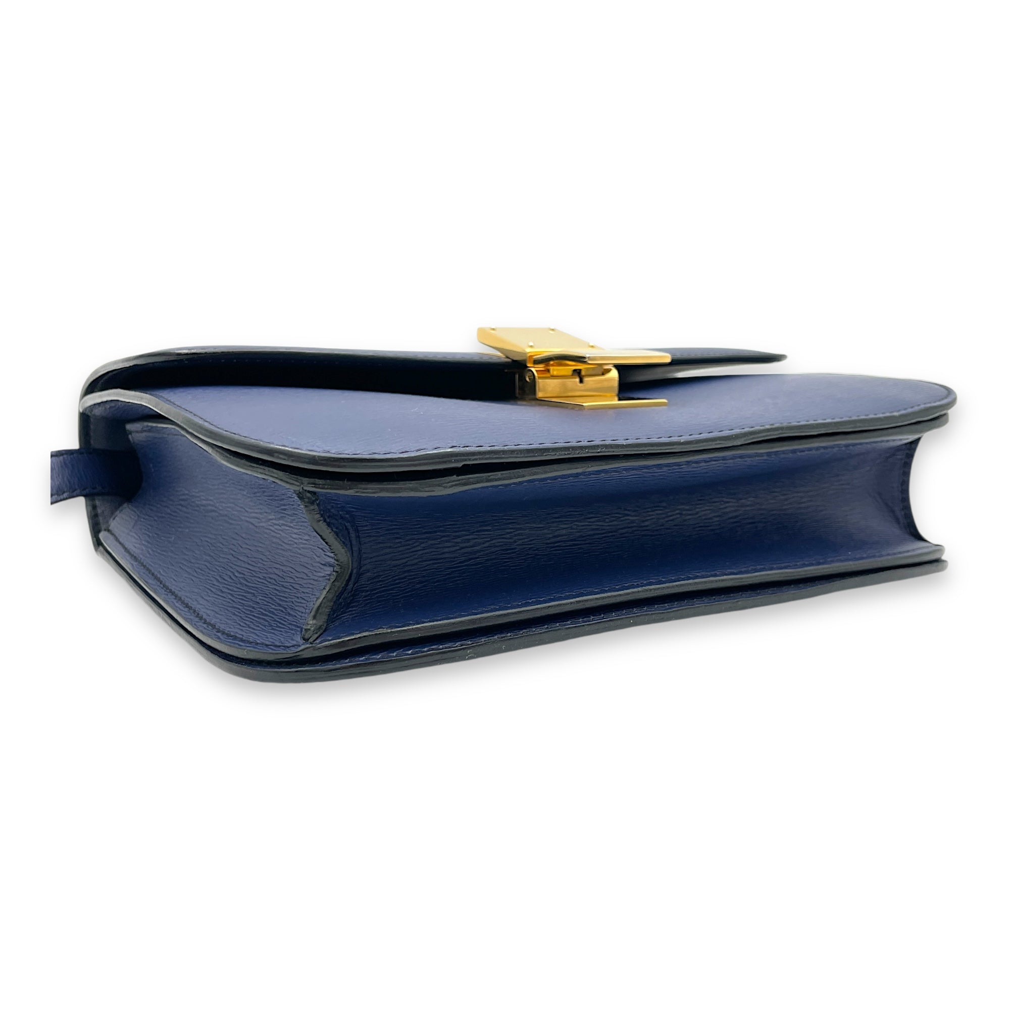 Box Medium Blue Crossbody Bag in Calfskin, Gold hardware - Image 6