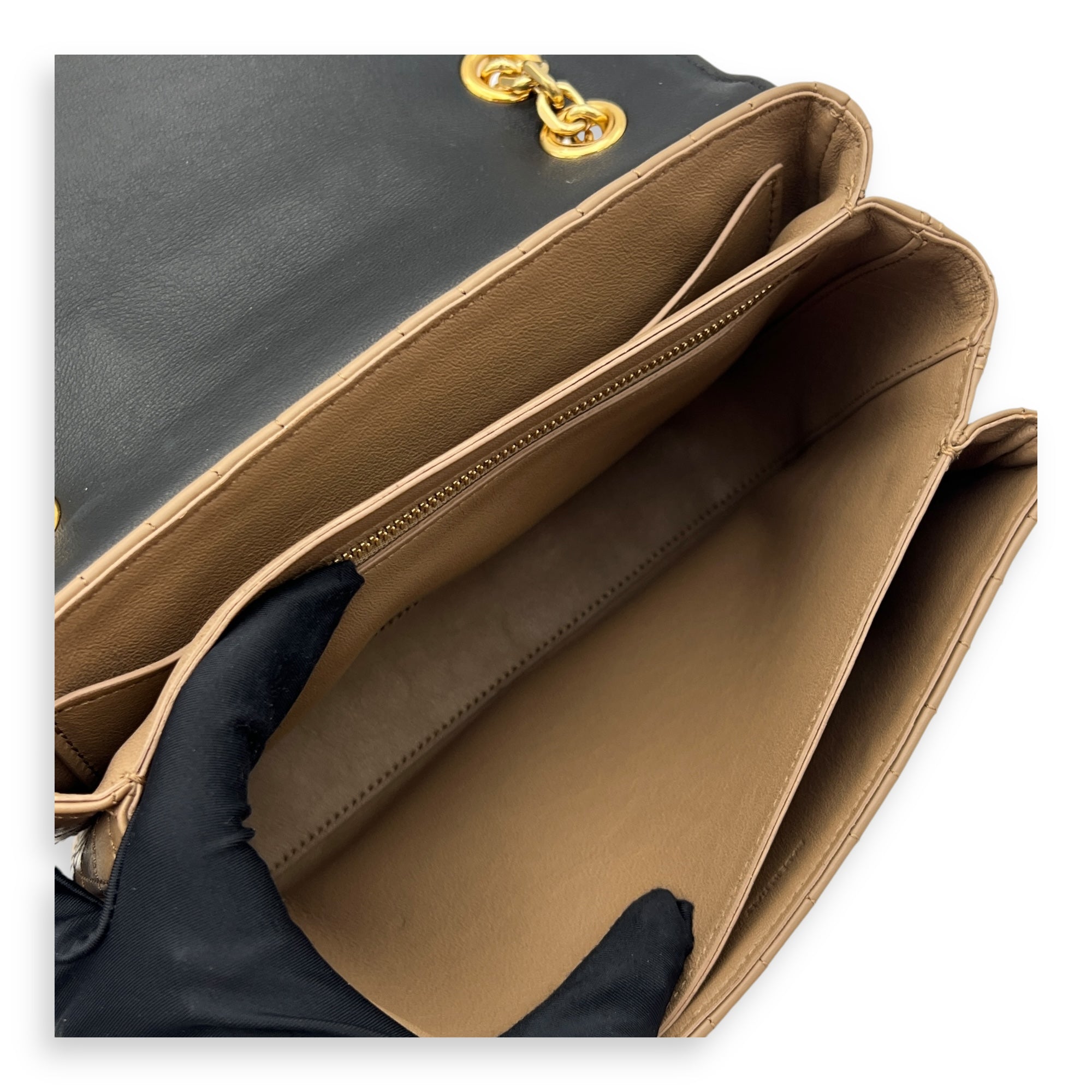 C Crossbody Bag Black in Calfskin, Gold hardware - Image 12