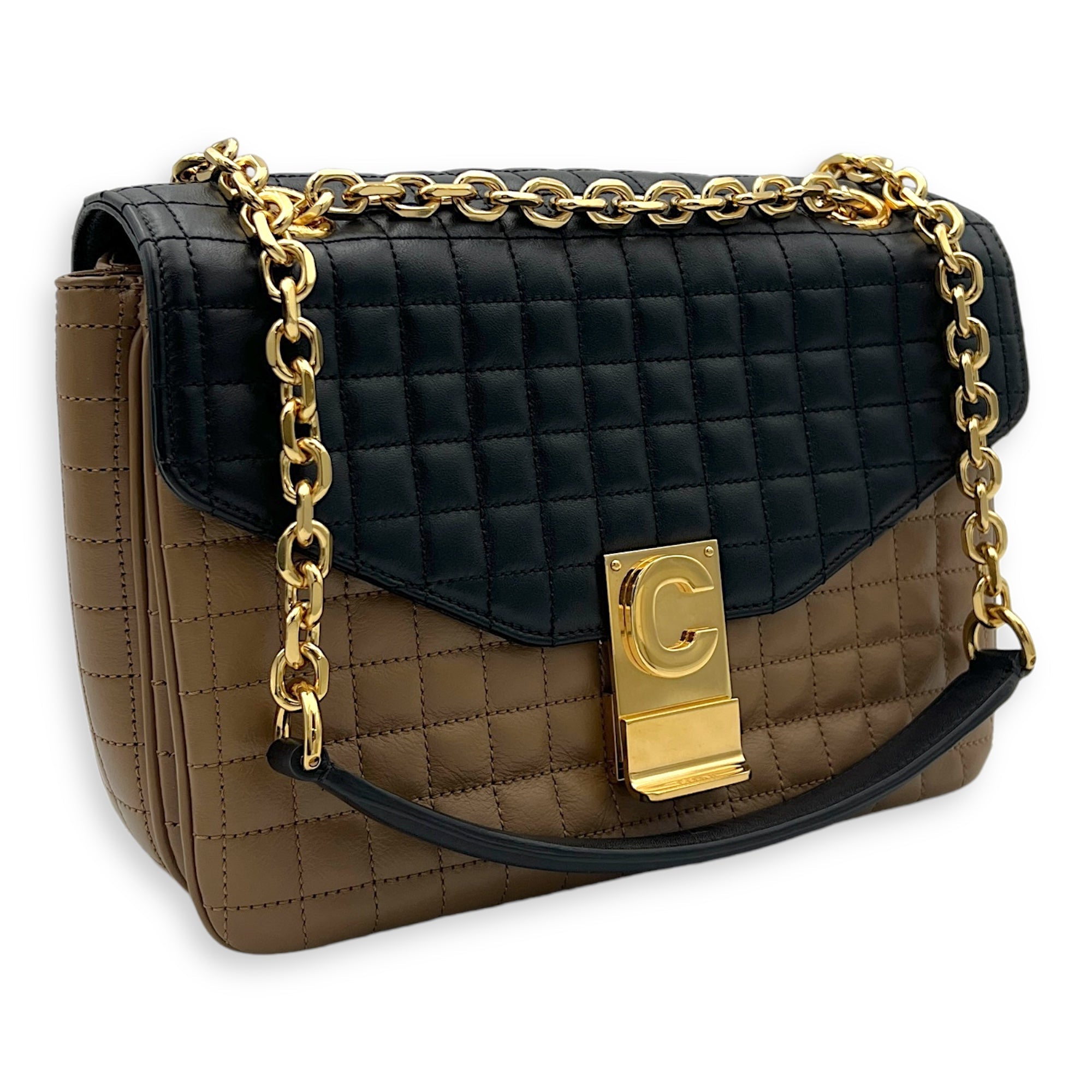 C Crossbody Bag Black in Calfskin, Gold hardware - Image 4