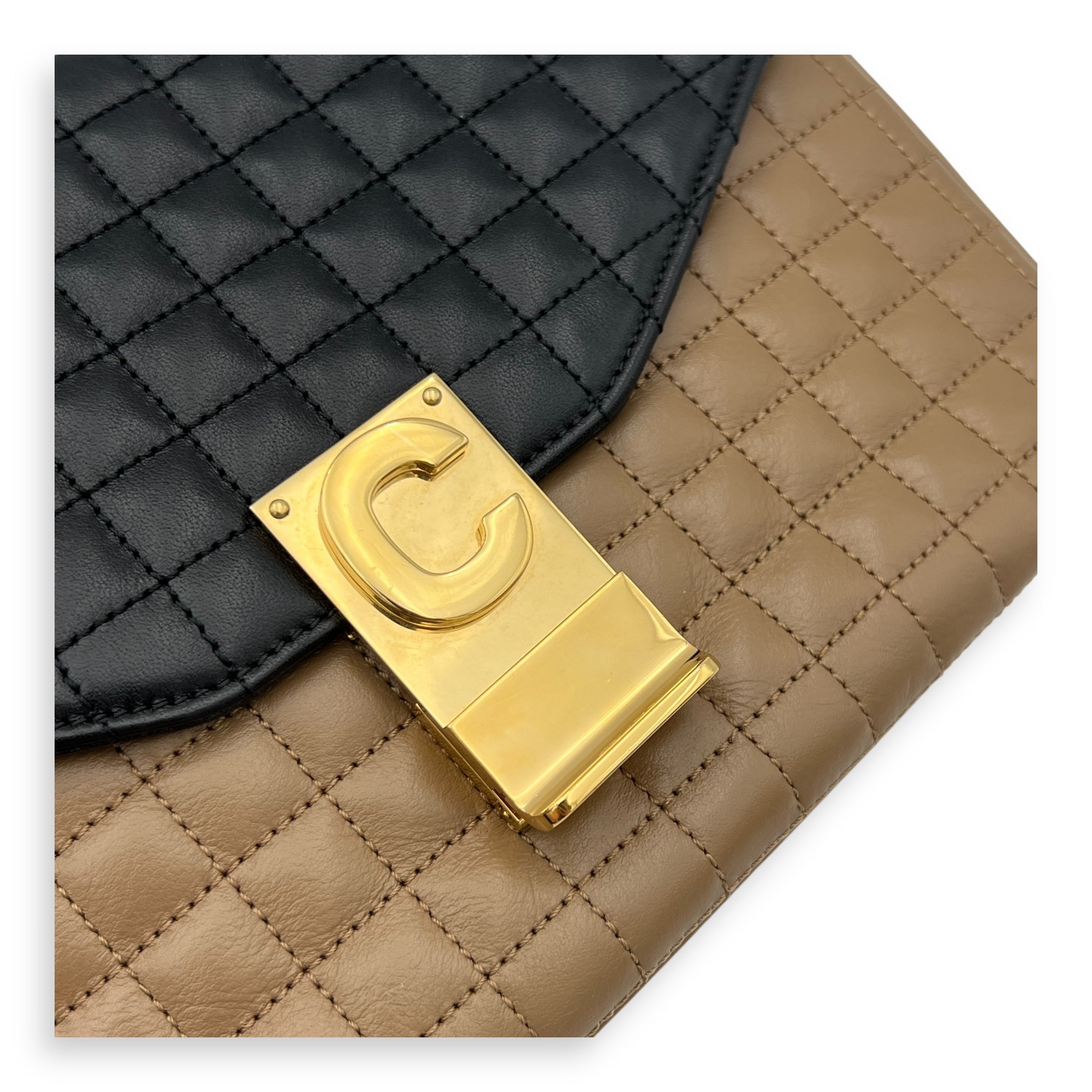 C Crossbody Bag Black in Calfskin, Gold hardware - Image 7