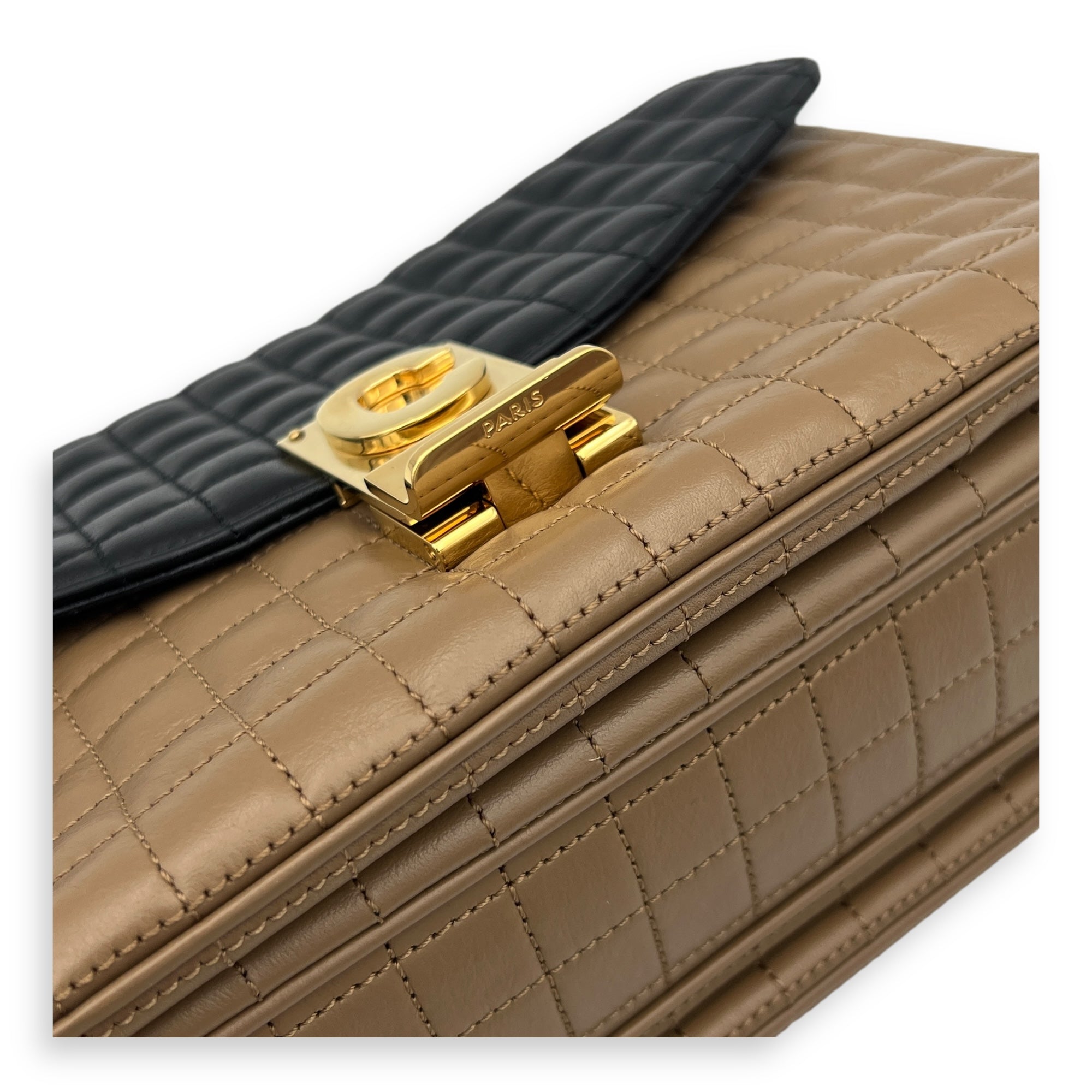 C Crossbody Bag Black in Calfskin, Gold hardware - Image 8