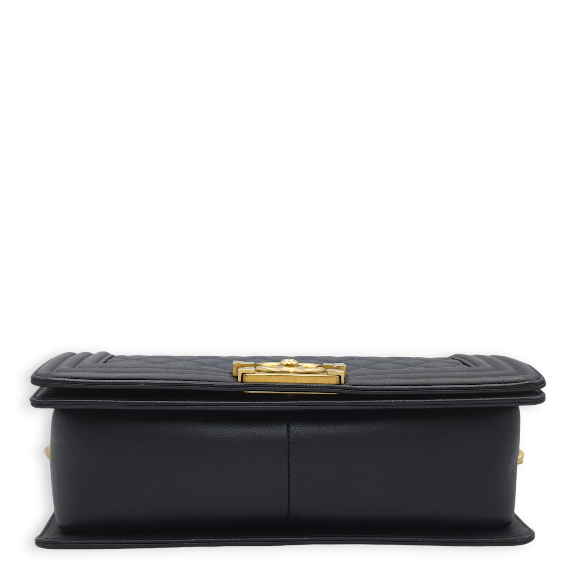 Boy Medium Navy Blue Crossbody Bag in Caviar Leather, Gold hardware - Image 6