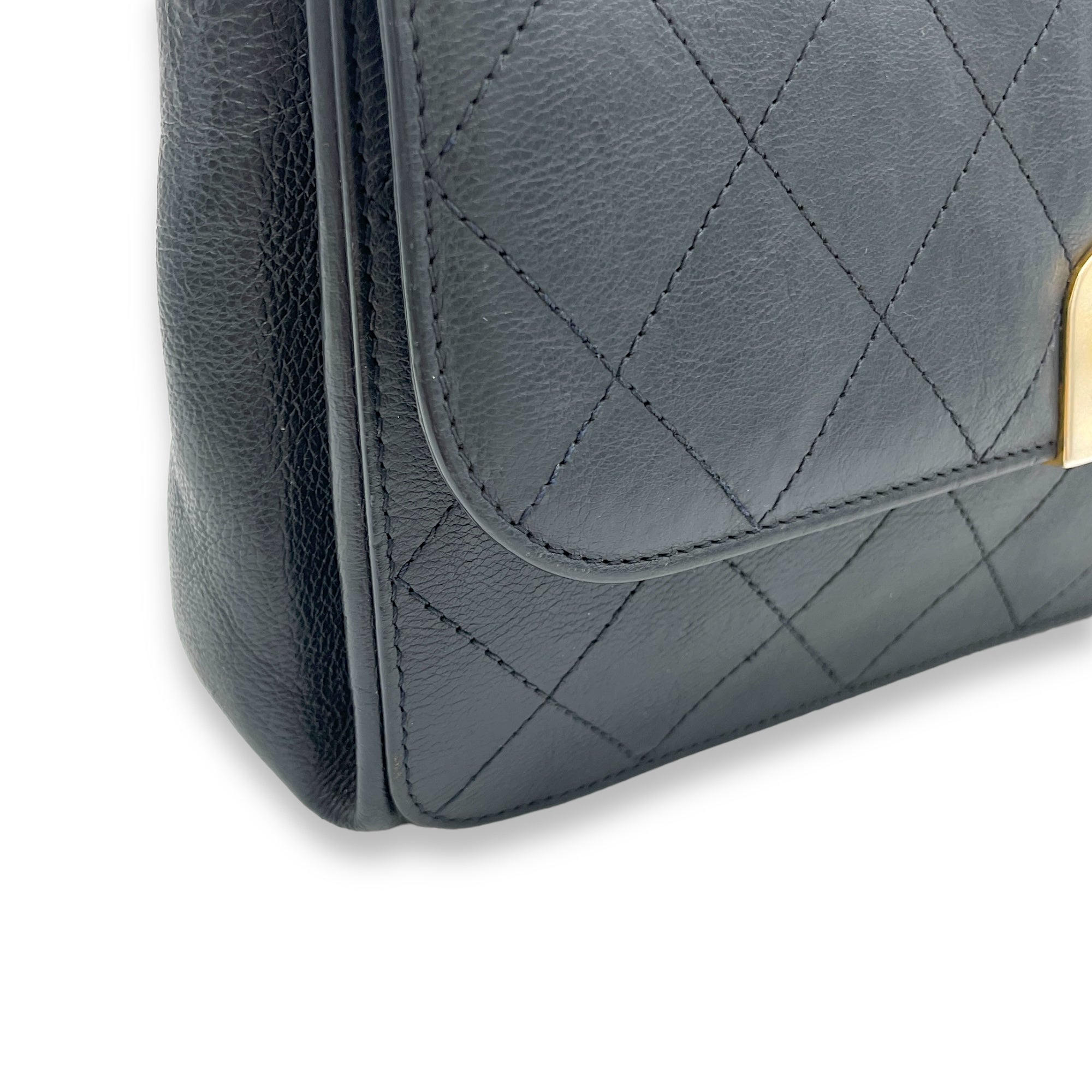 Classic Crossbody Bag Black in Calfskin, Gold hardware - Image 11