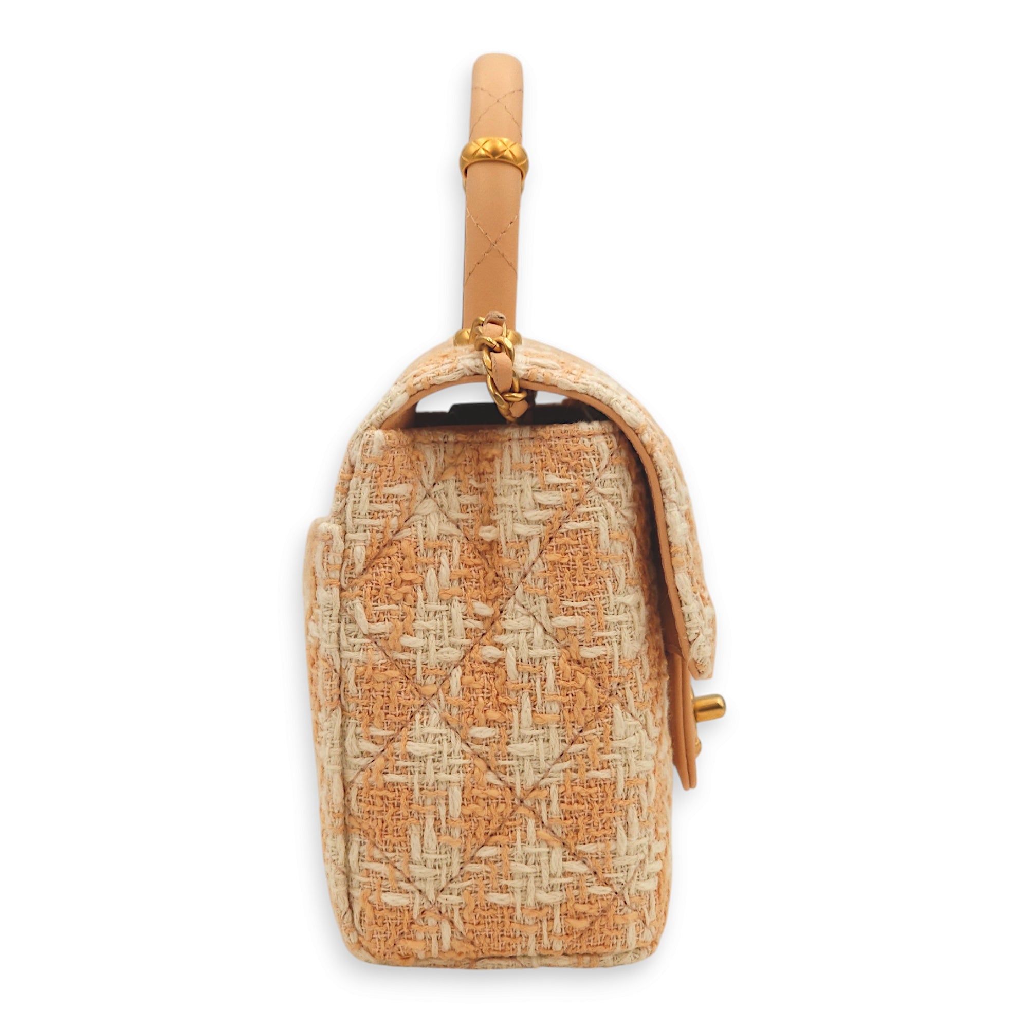 Coco Crush Multi-colour Top Handle Bag in Tweed/Calf, Gold hardware - Image 5