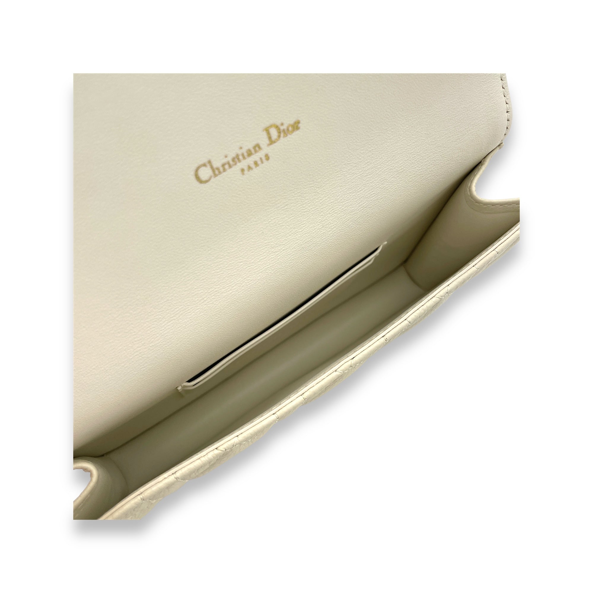 Dior Caro Pouch White in Calfskin, Gold hardware - Image 12