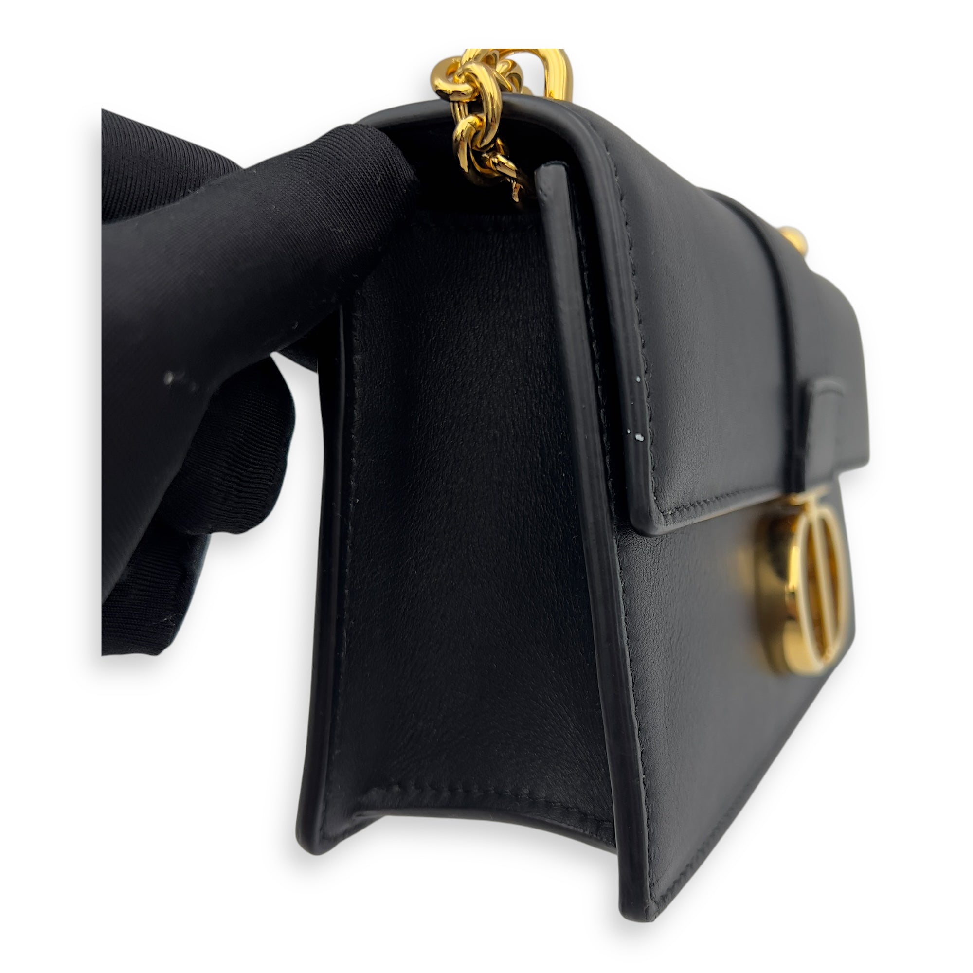 Montaigne Shoulder Bag Black in Calfskin, Gold hardware - Image 14