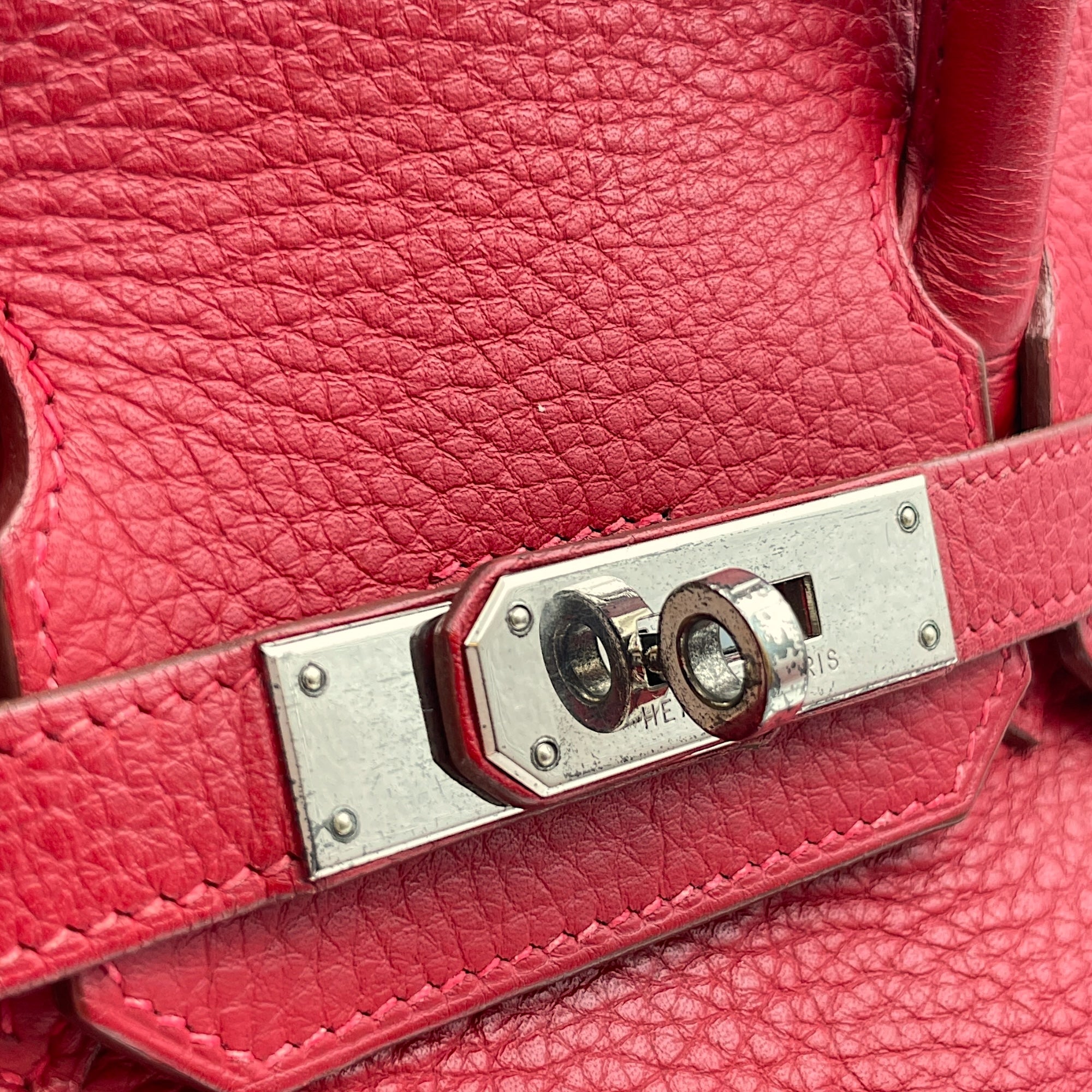 Birkin 30 Rouge Vif in Clemence, Silver hardware - Image 8