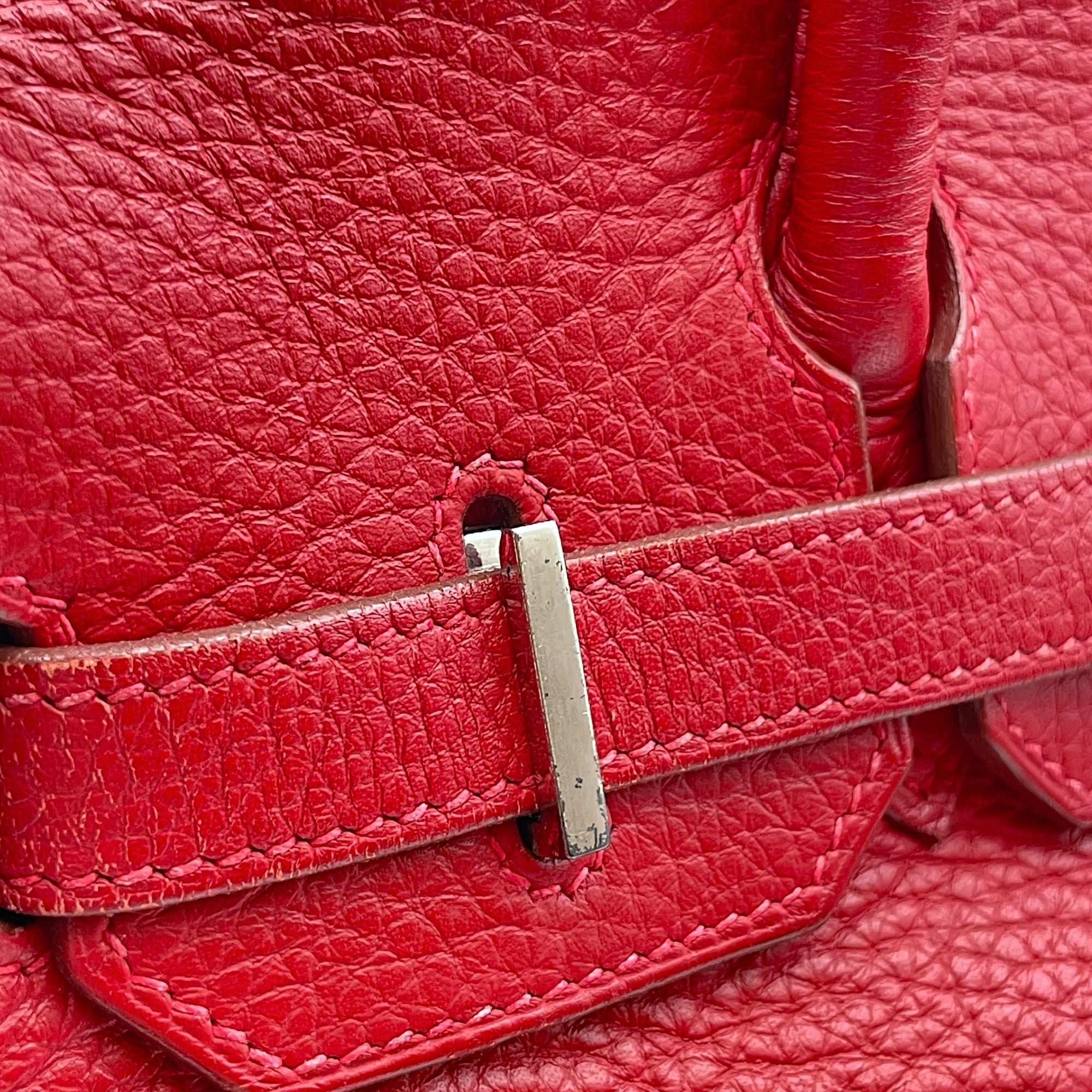 Birkin 30 Rouge Vif in Clemence, Silver hardware - Image 10