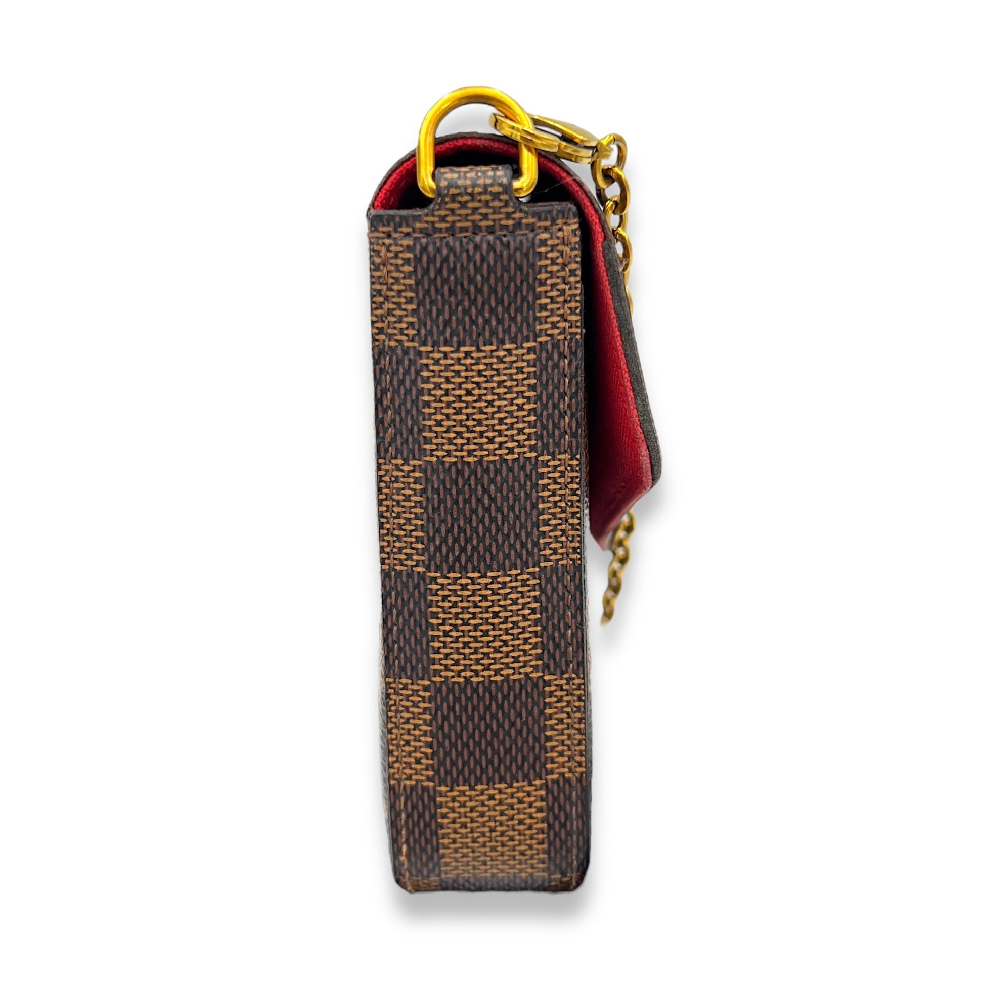Felicie Damier Ebene Wallet On Chain in Coated Canvas, Gold hardware - Image 4