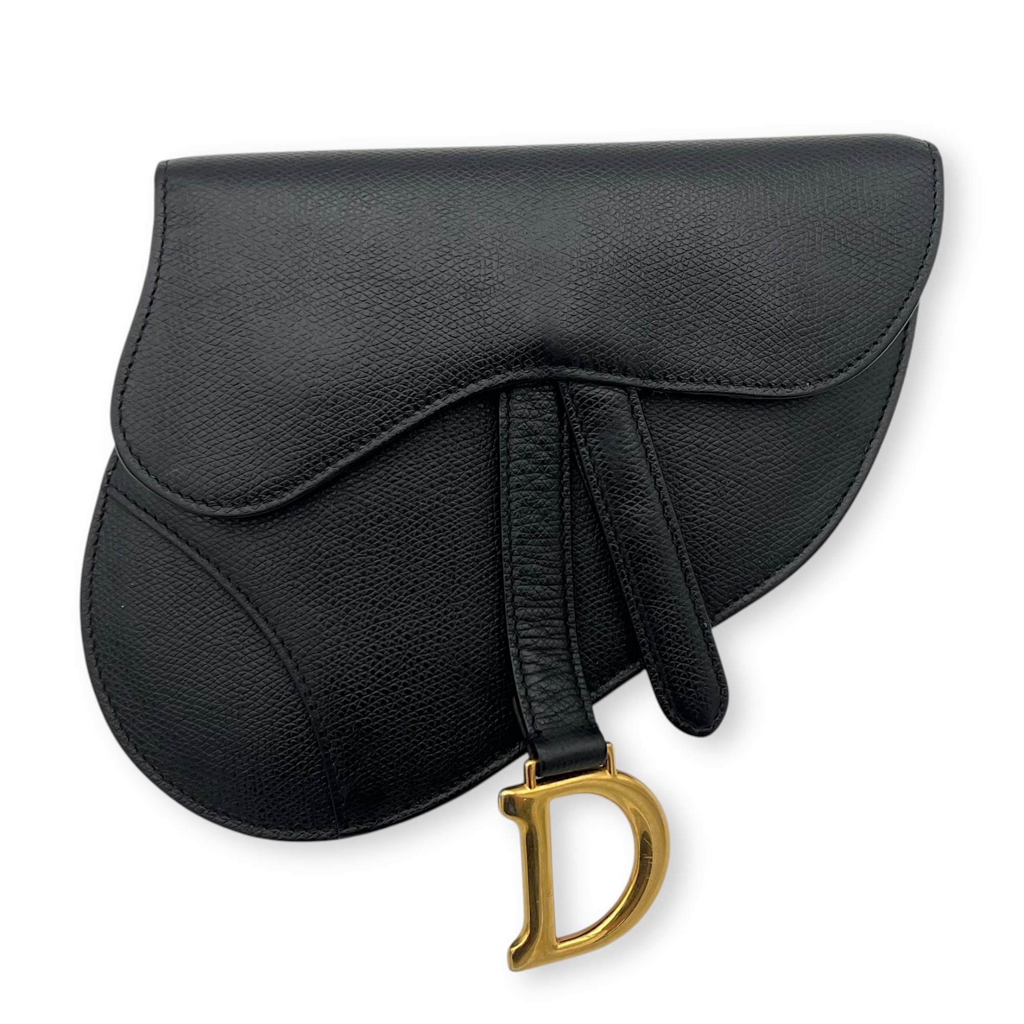 Saddle Belt Bag Black in Calfskin, Gold hardware