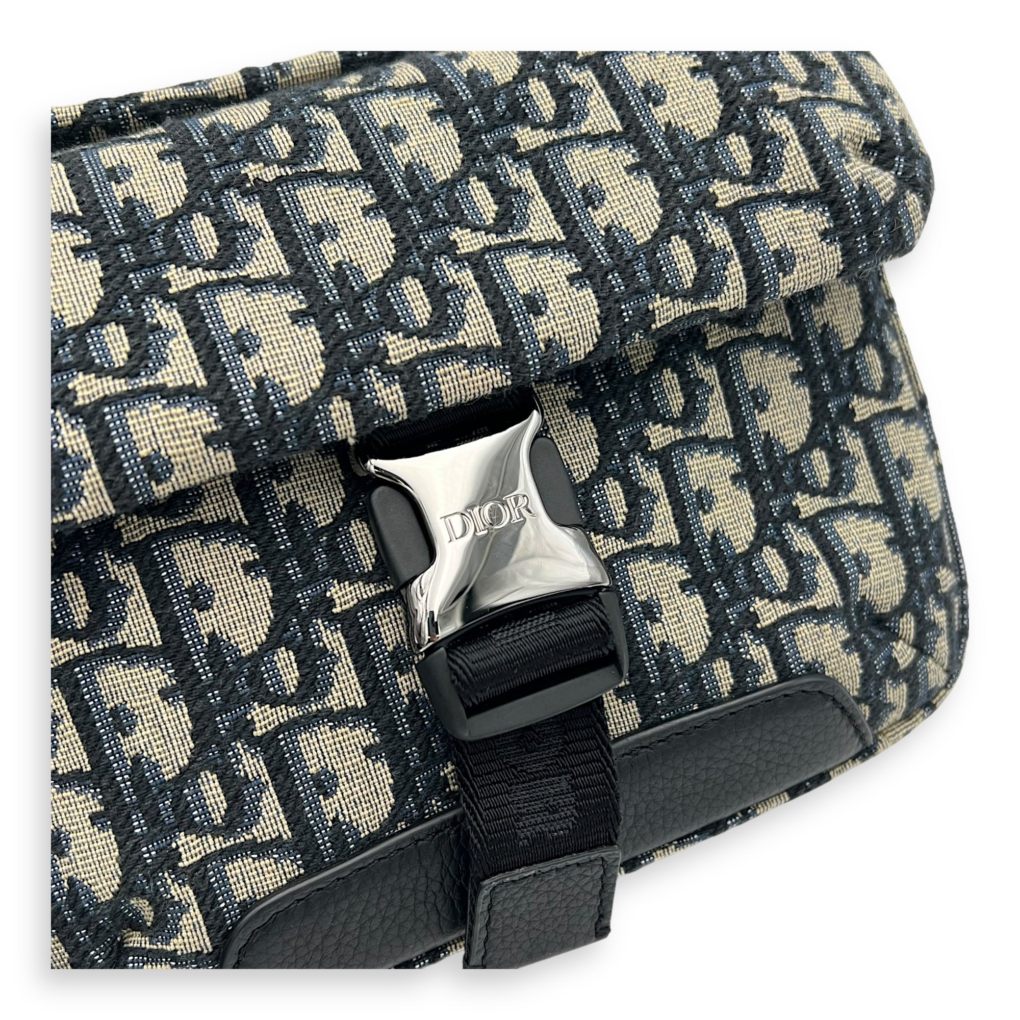 Oblique Blue Crossbody Bag in Jacquard, Silver hardware - Image 10