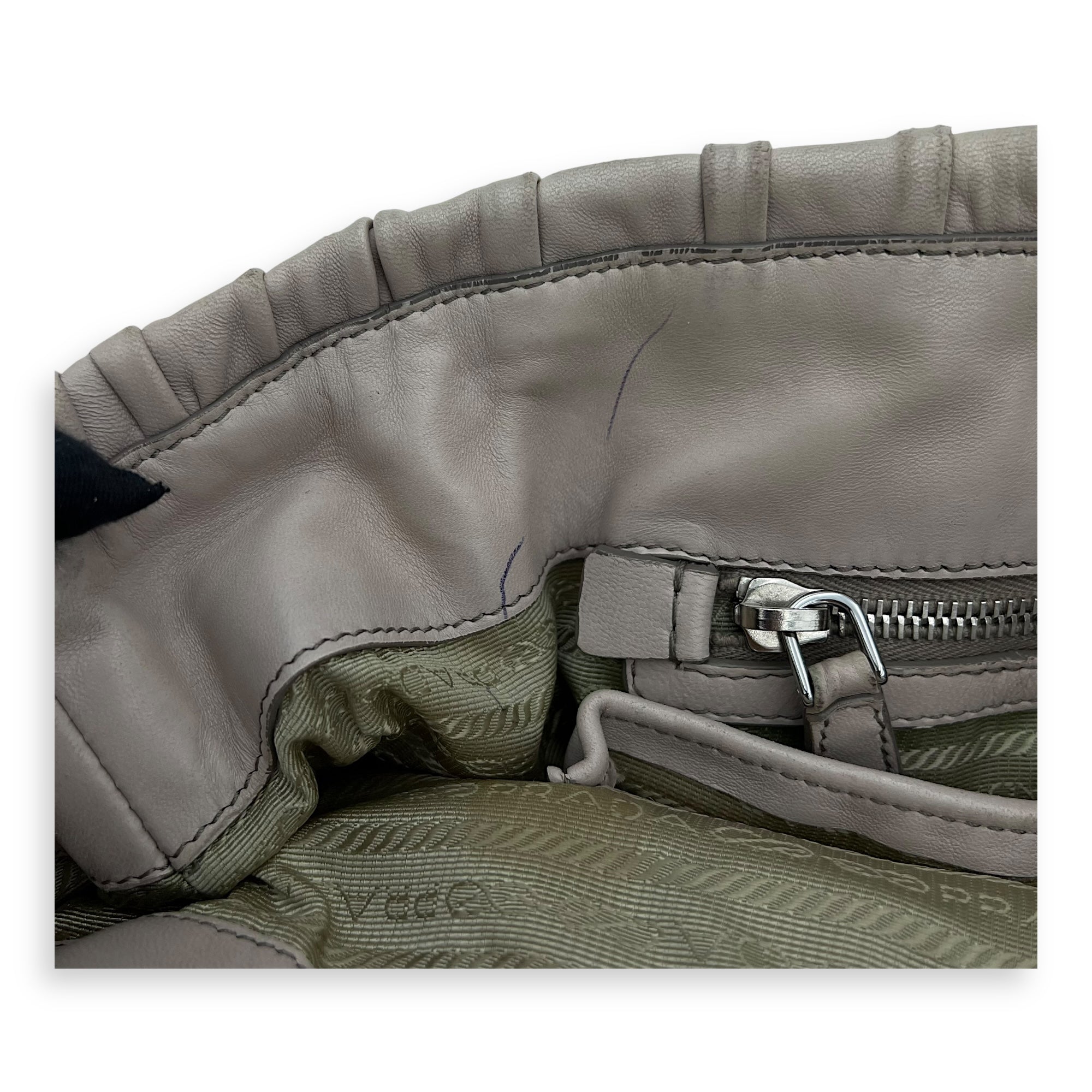 Gaufre White Top Handle Bag in Lambskin, Silver hardware - Image 11