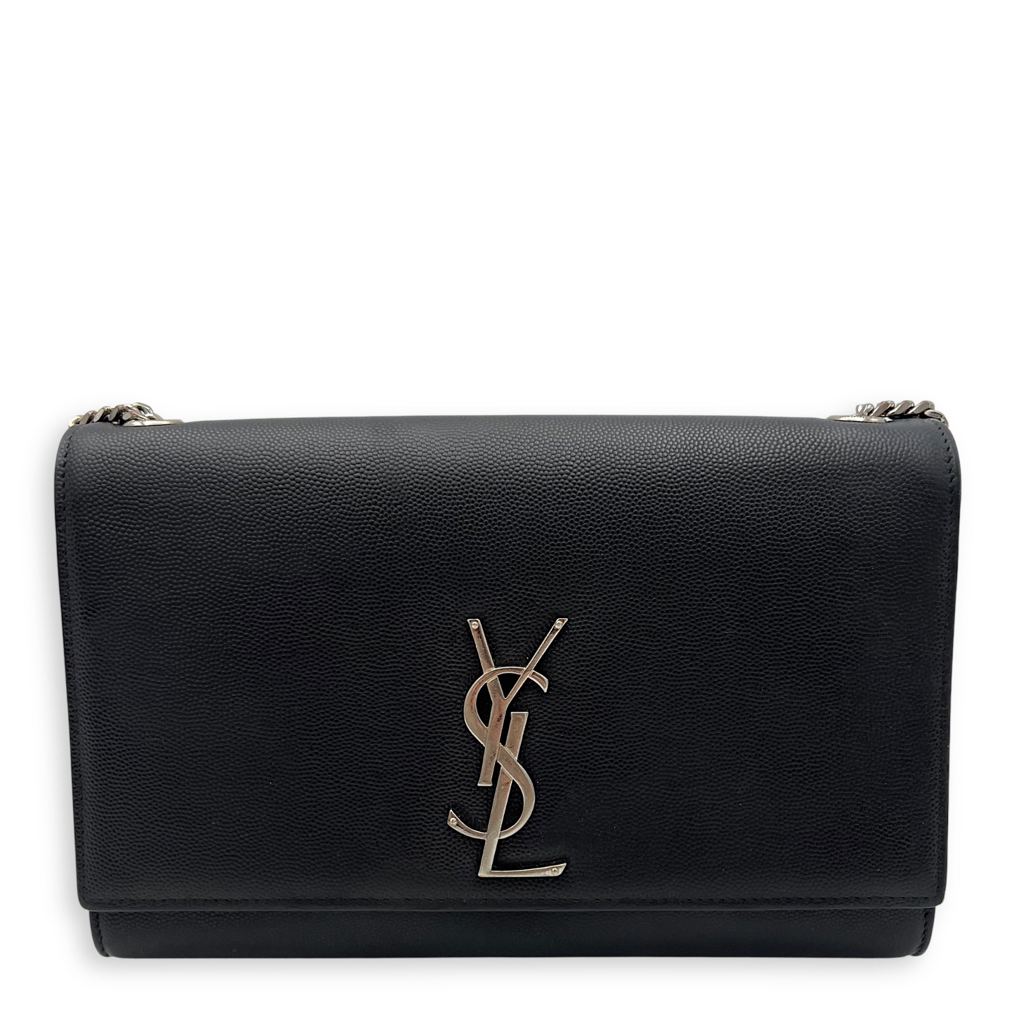 Kate Crossbody Bag Black in Calfskin, Silver hardware