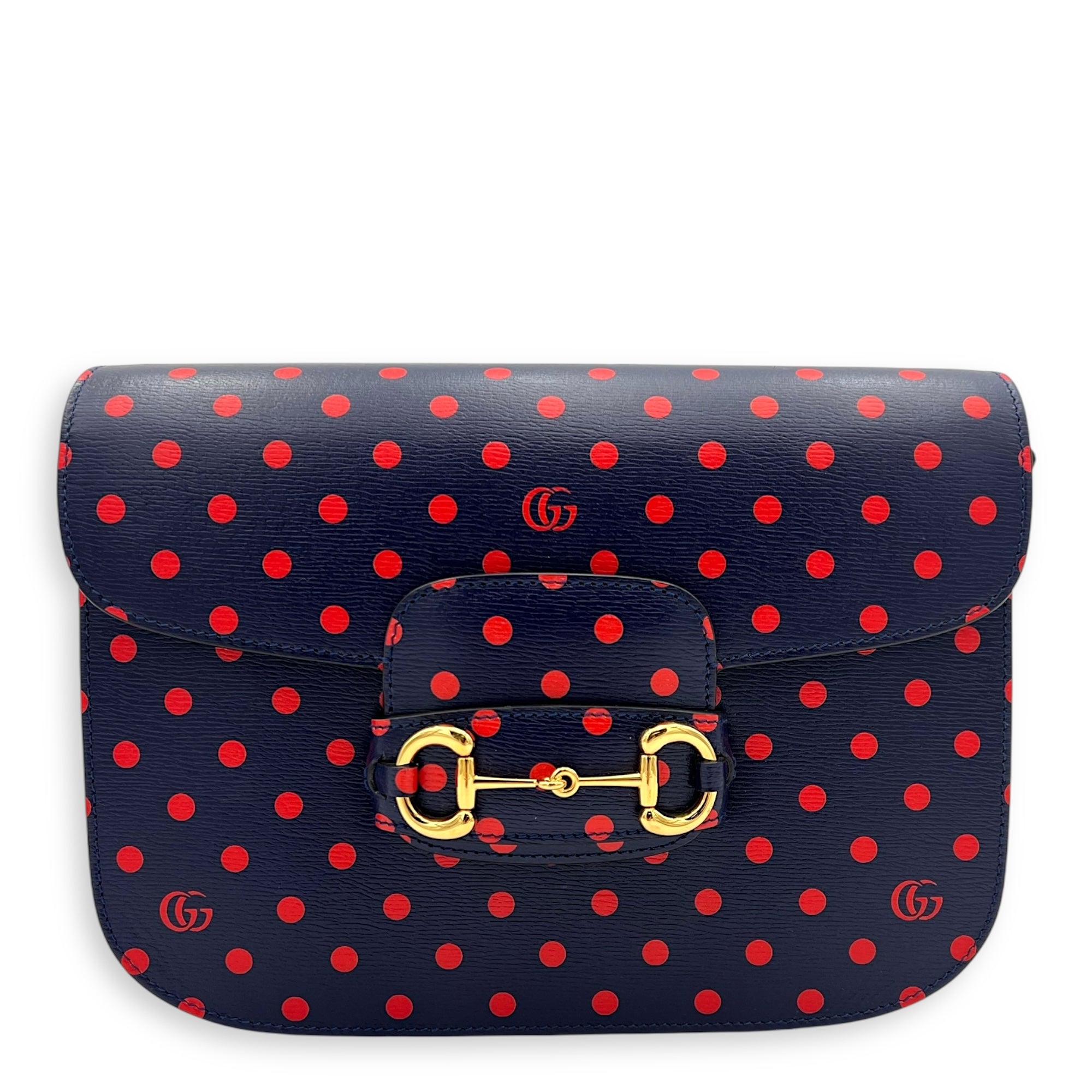 Horsebit 1955 Shoulder Bag Blue in Calfskin, Gold hardware