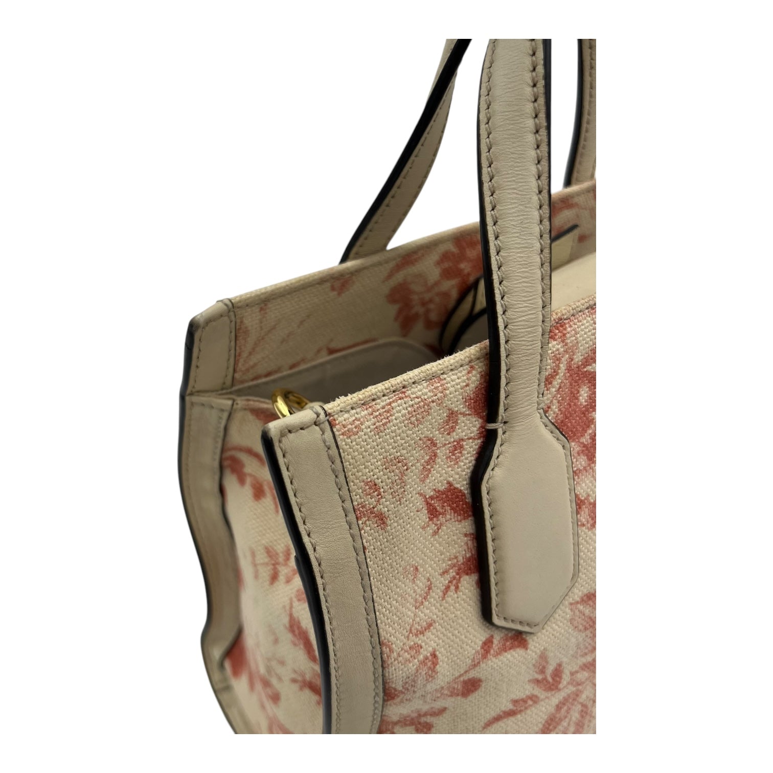 Ribbon Herbarium Top Handle Bag White in Canvas, Gold hardware - Image 14