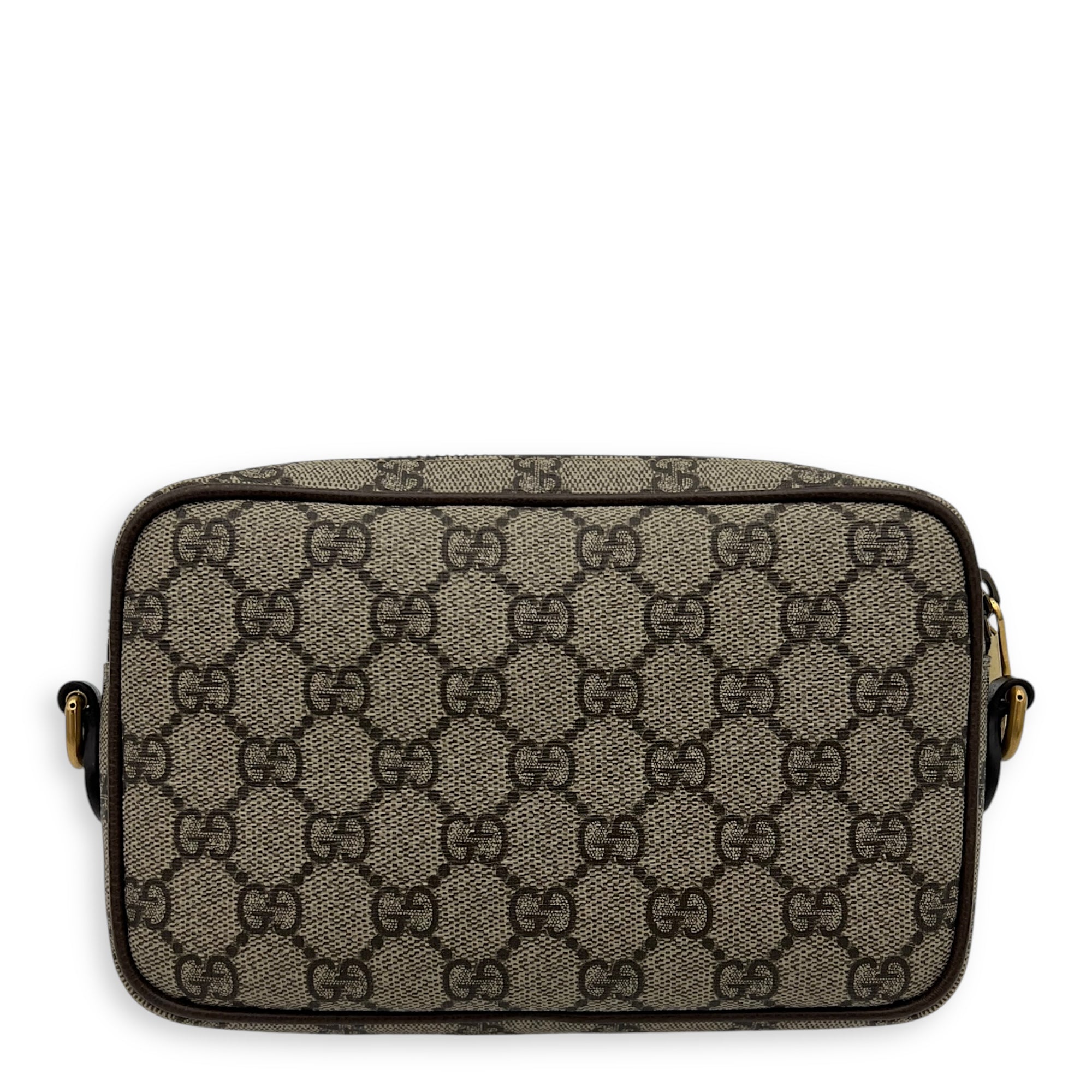 Ophidia Crossbody Bag Mini Brown in Coated Canvas, Gold hardware - Image 3