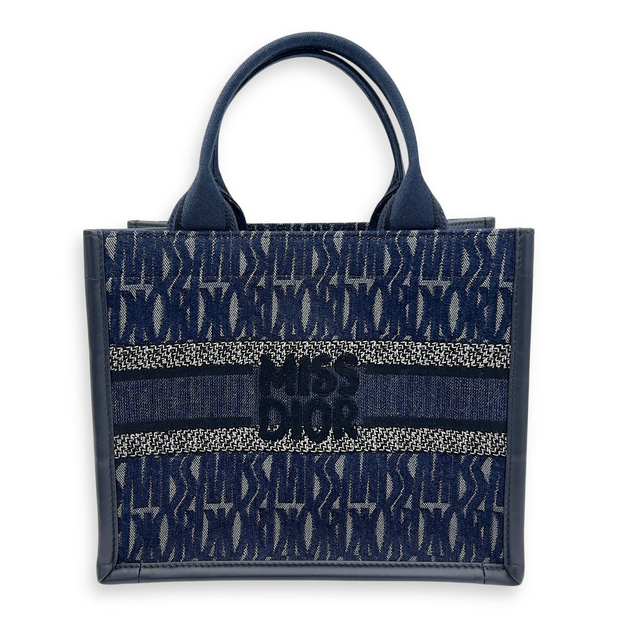 Book Tote Small Blue Top Handle Bag in Denim - Image 3