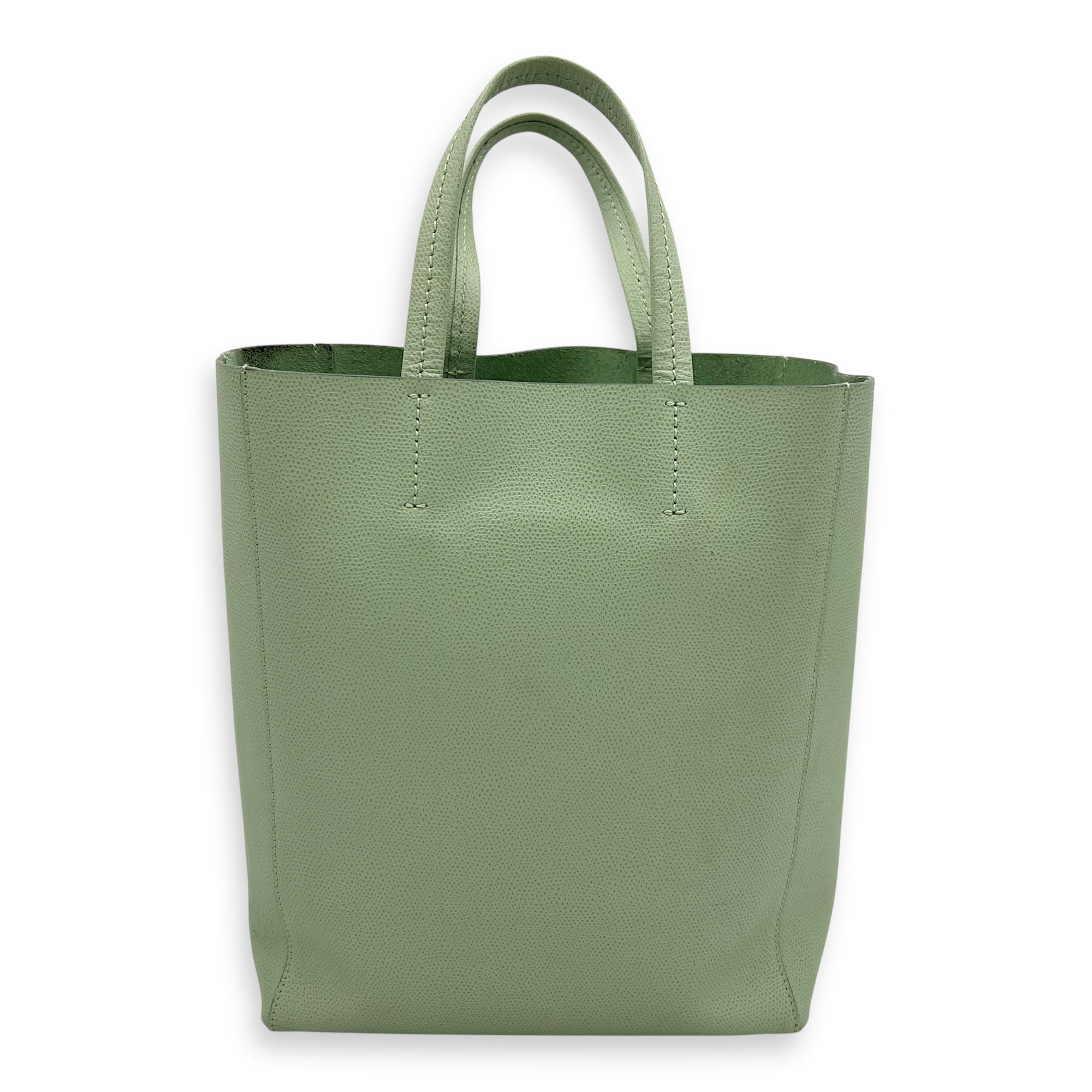 Cabas Green Tote Bag in Calfskin, Gold hardware - Image 3