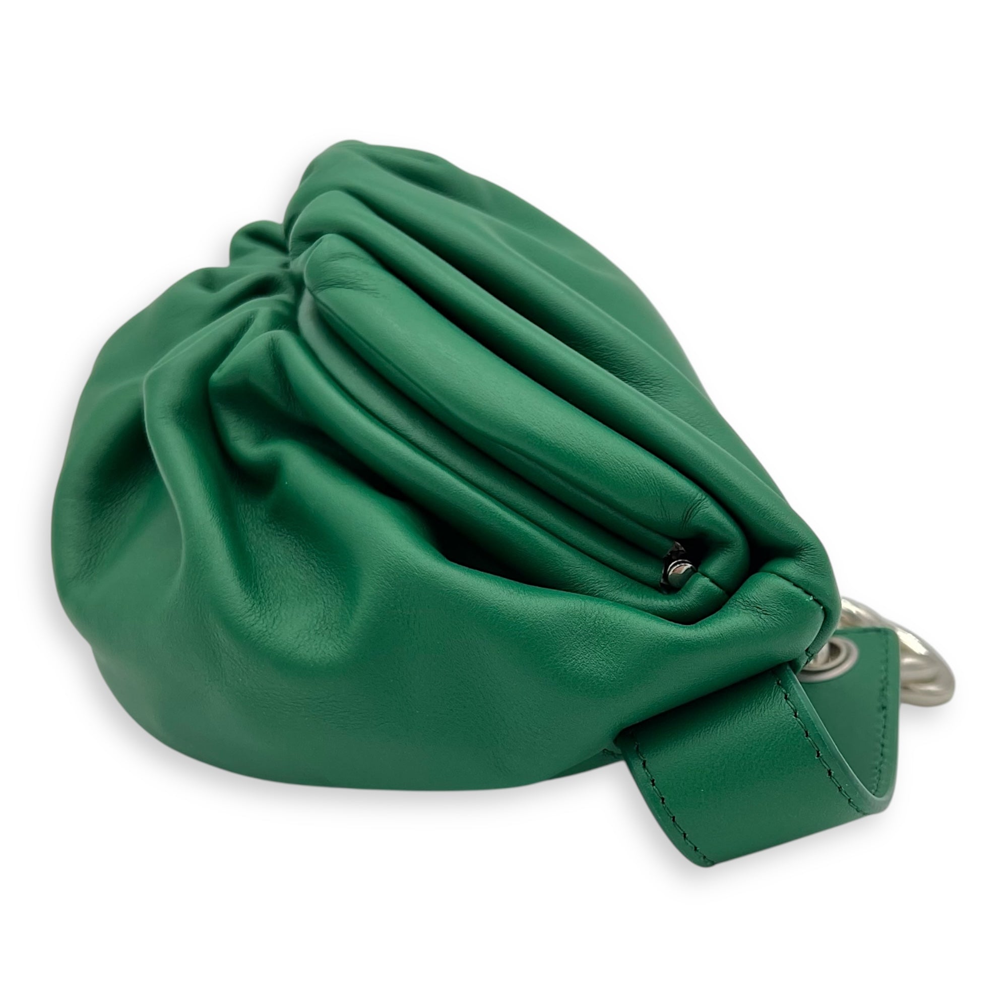 Pouch Crossbody Bag Green in Calfskin, Gold hardware - Image 5