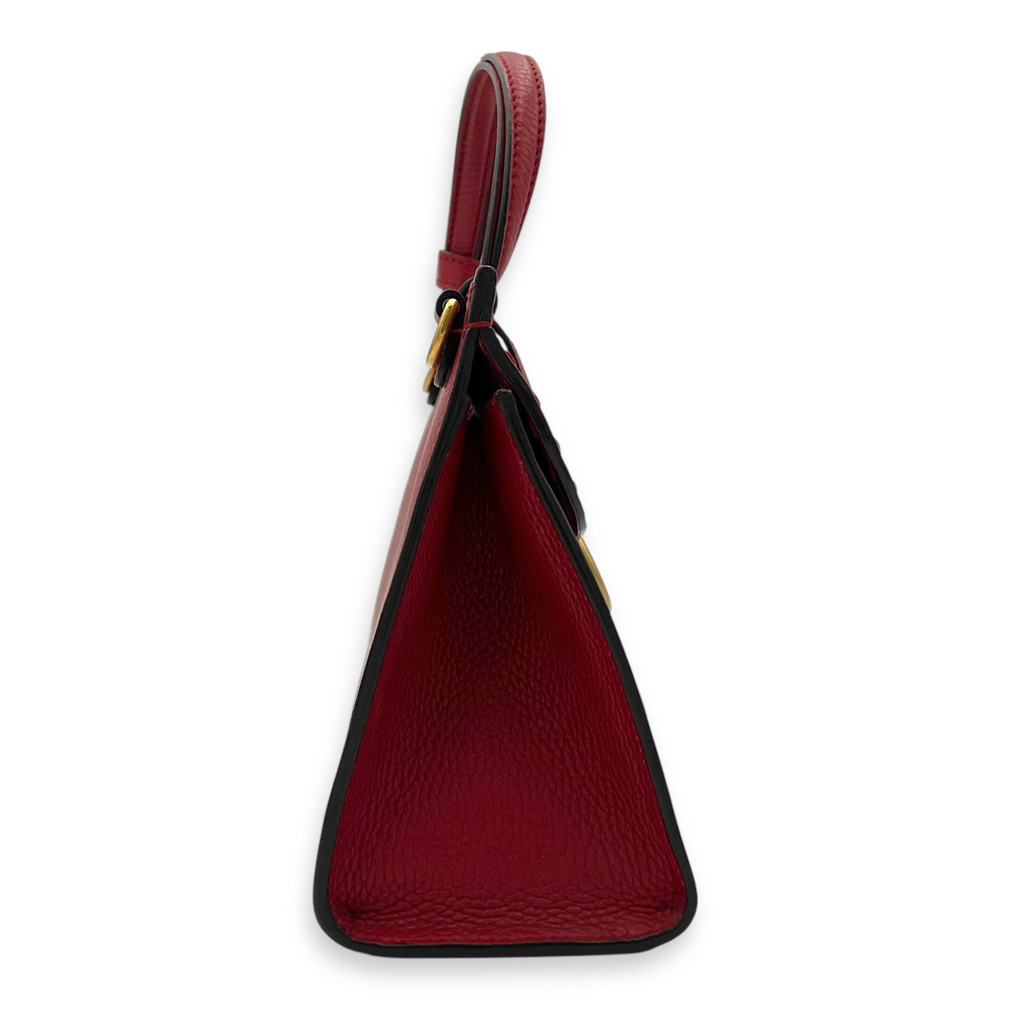 GG Marmont Top Handle Bag Red in Calfskin, Gold hardware - Image 4