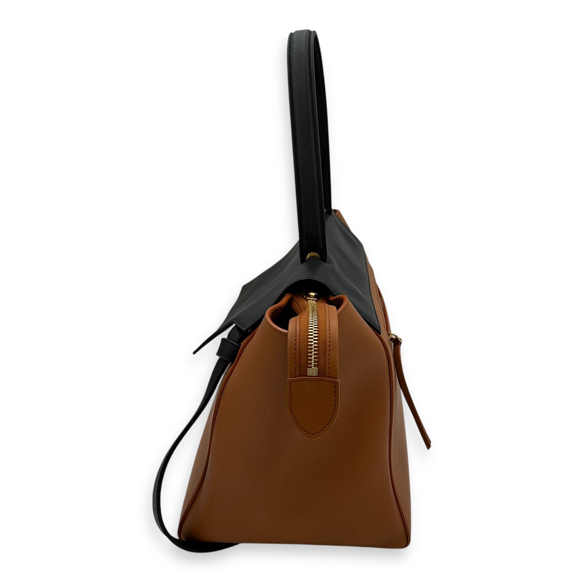 Belt Bag Small Brown Top Handle Bag in Calfskin, Gold hardware - Image 4