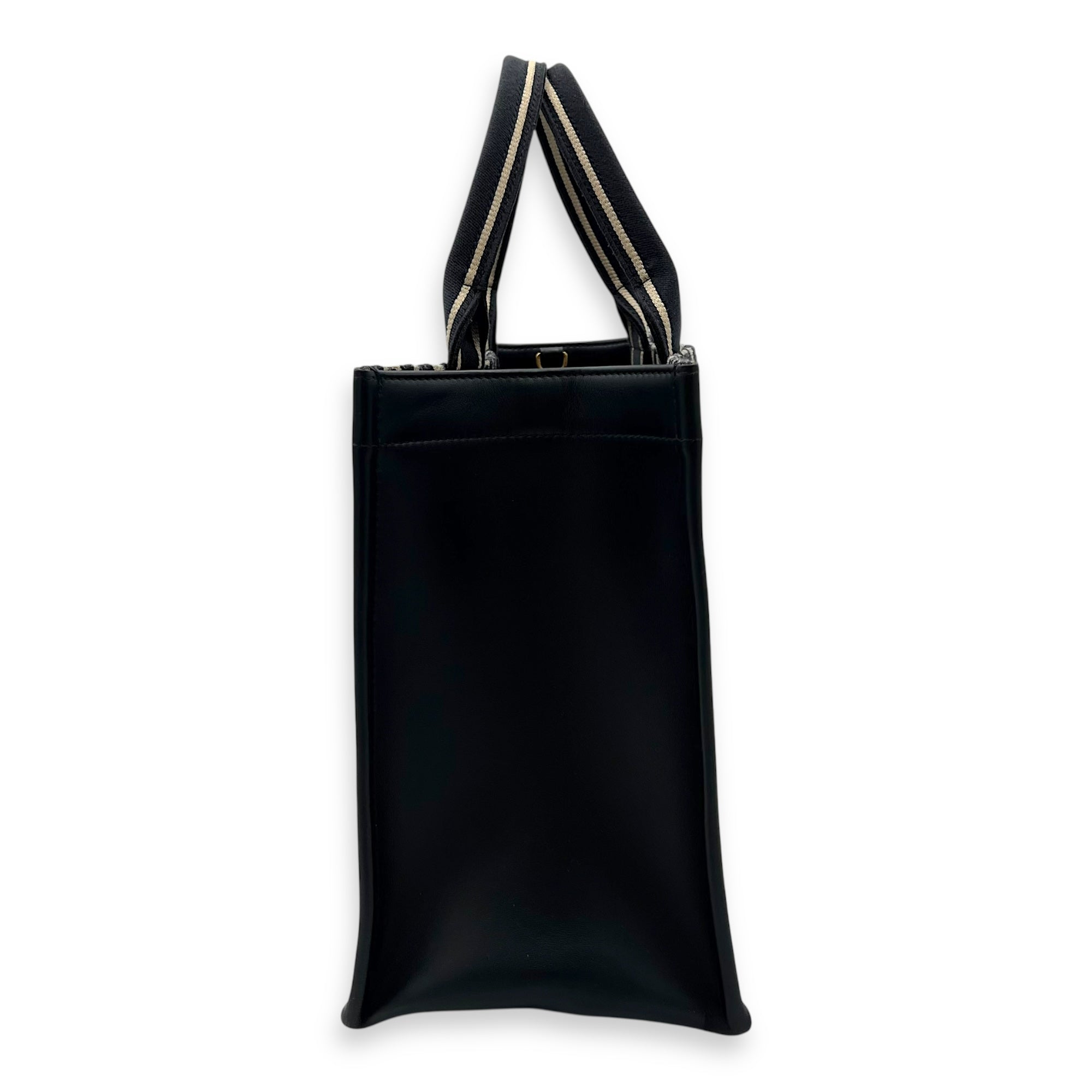 Book Tote Top Handle Bag Medium Blue in Canvas, Gold hardware - Image 5