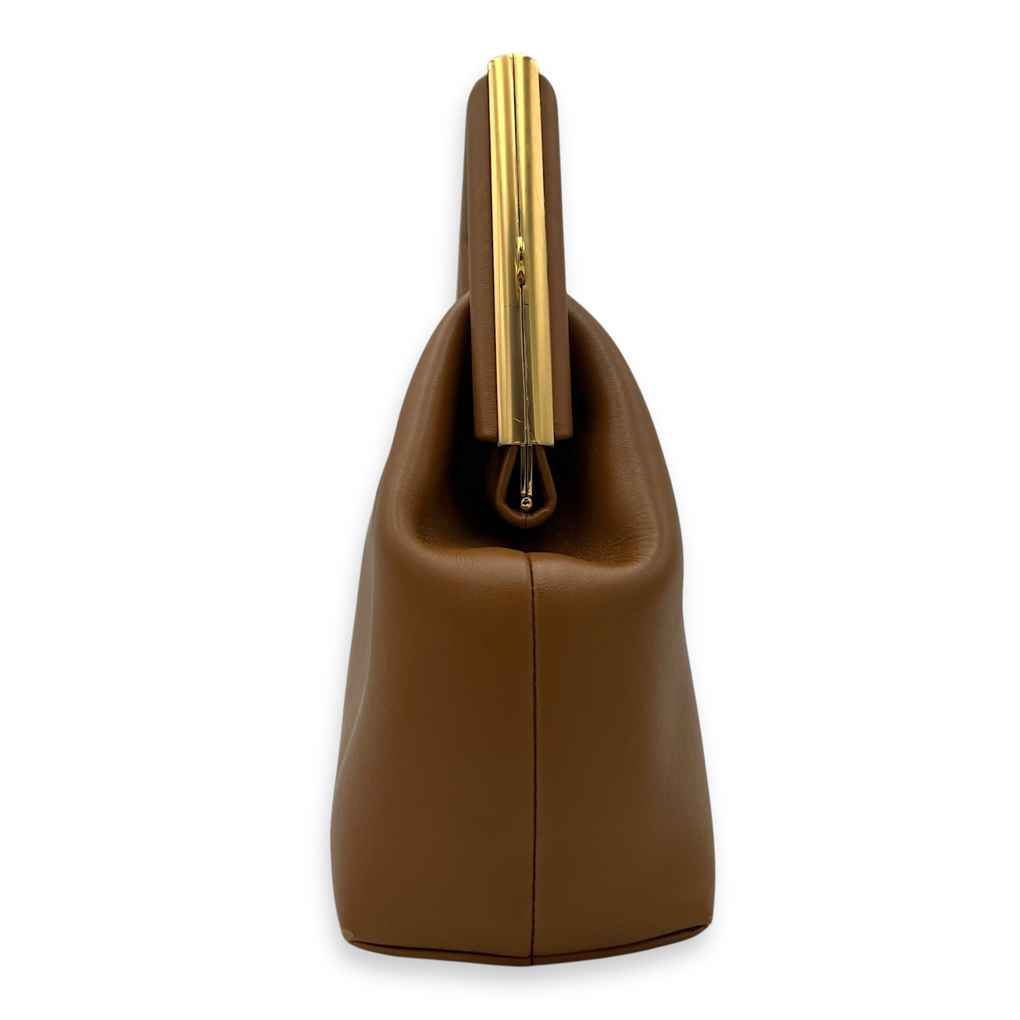 First Brown Shoulder Bag in Calfskin, Gold hardware - Image 5