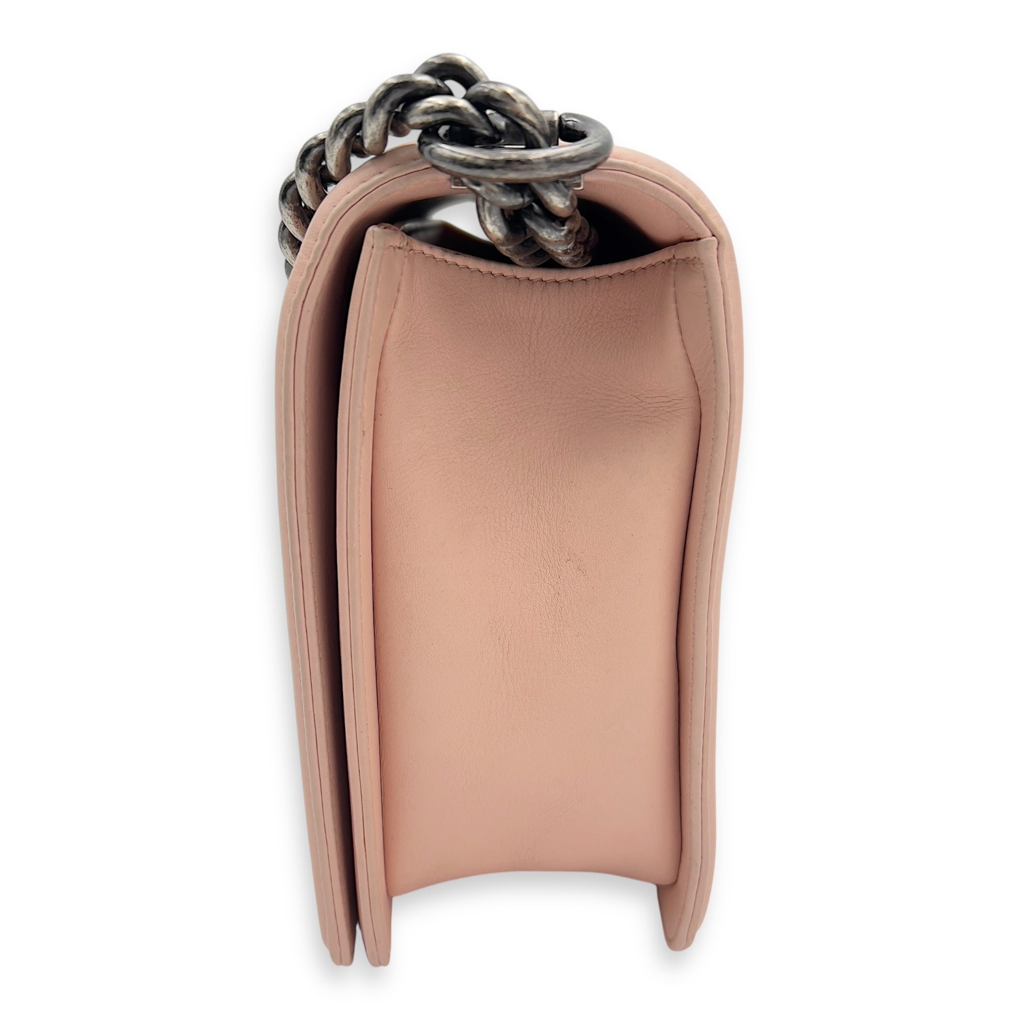 Boy Medium Pink Shoulder Bag in Calfskin, Ruthenium hardware - Image 5