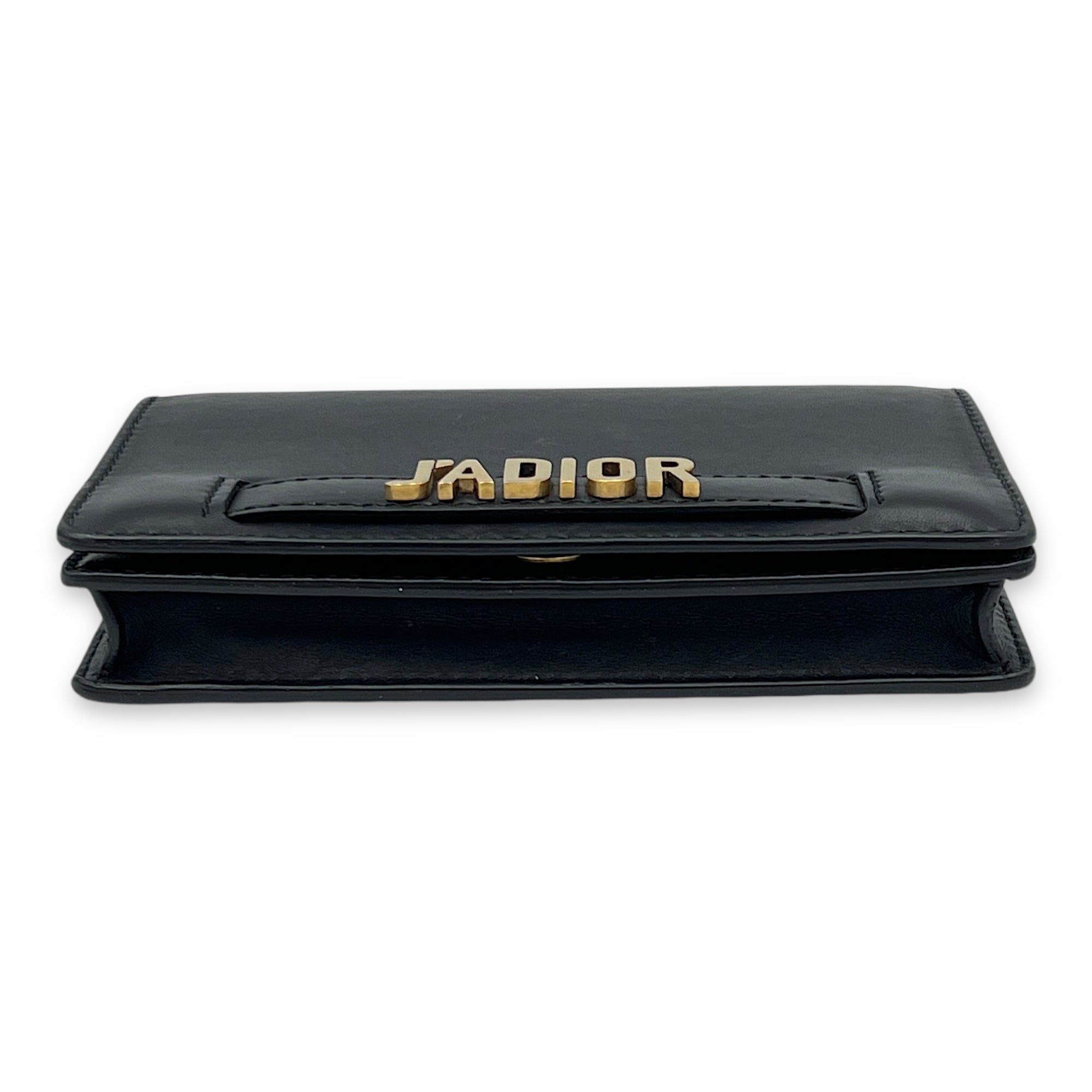 J'adior Black Wallet On Chain in Lambskin, Gold hardware - Image 6
