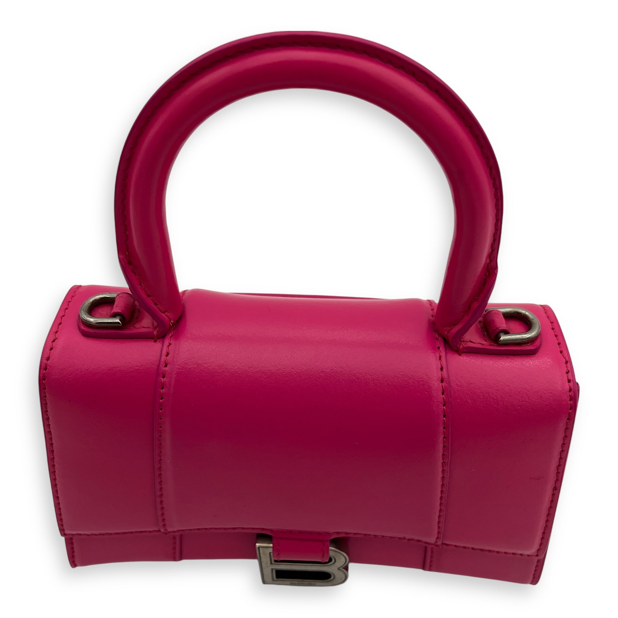 Hourglass XS Top handle bag in Calfskin, Silver Hardware - Image 8