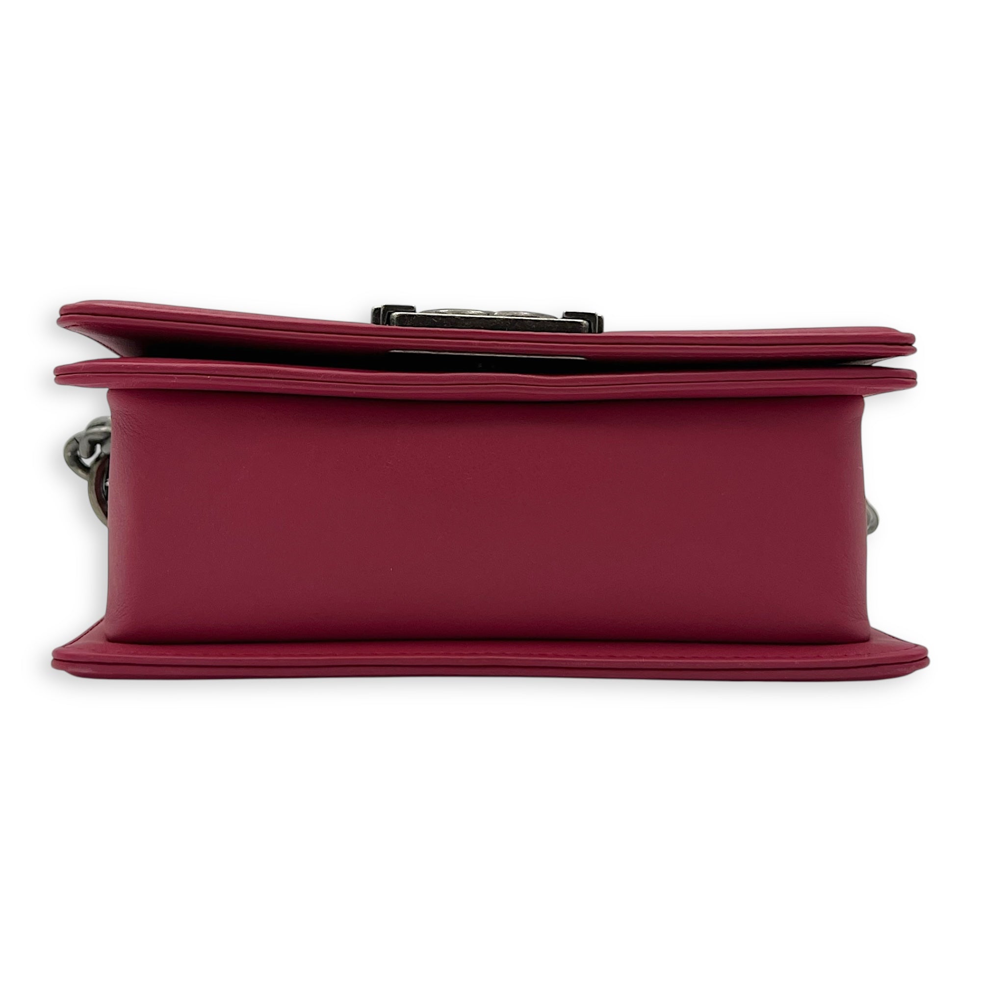 Boy Shoulder Bag Pink in Calfskin, Ruthenium hardware - Image 6