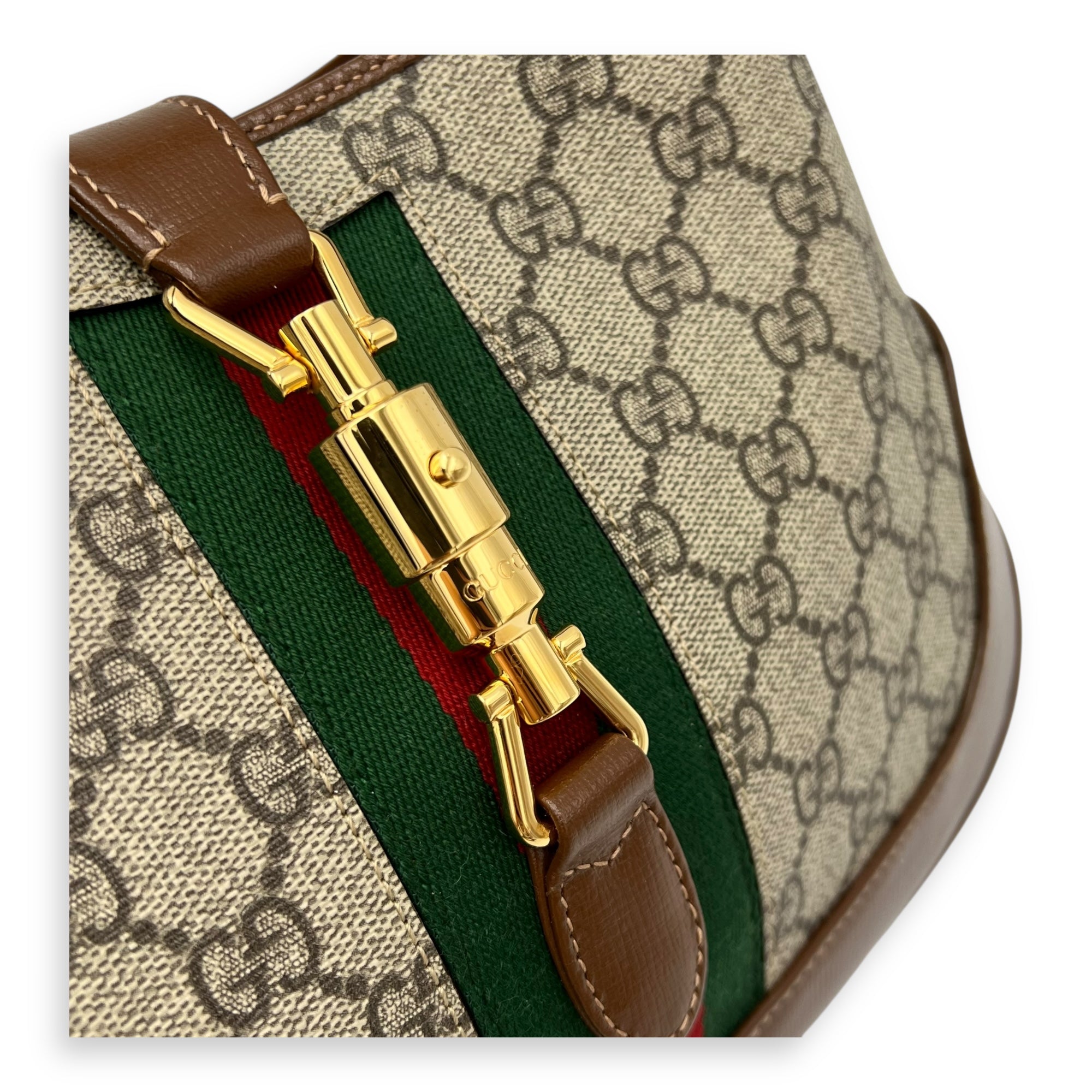 Jackie 1961 Top Handle Bag Brown in Coated Canvas, Gold hardware - Image 7