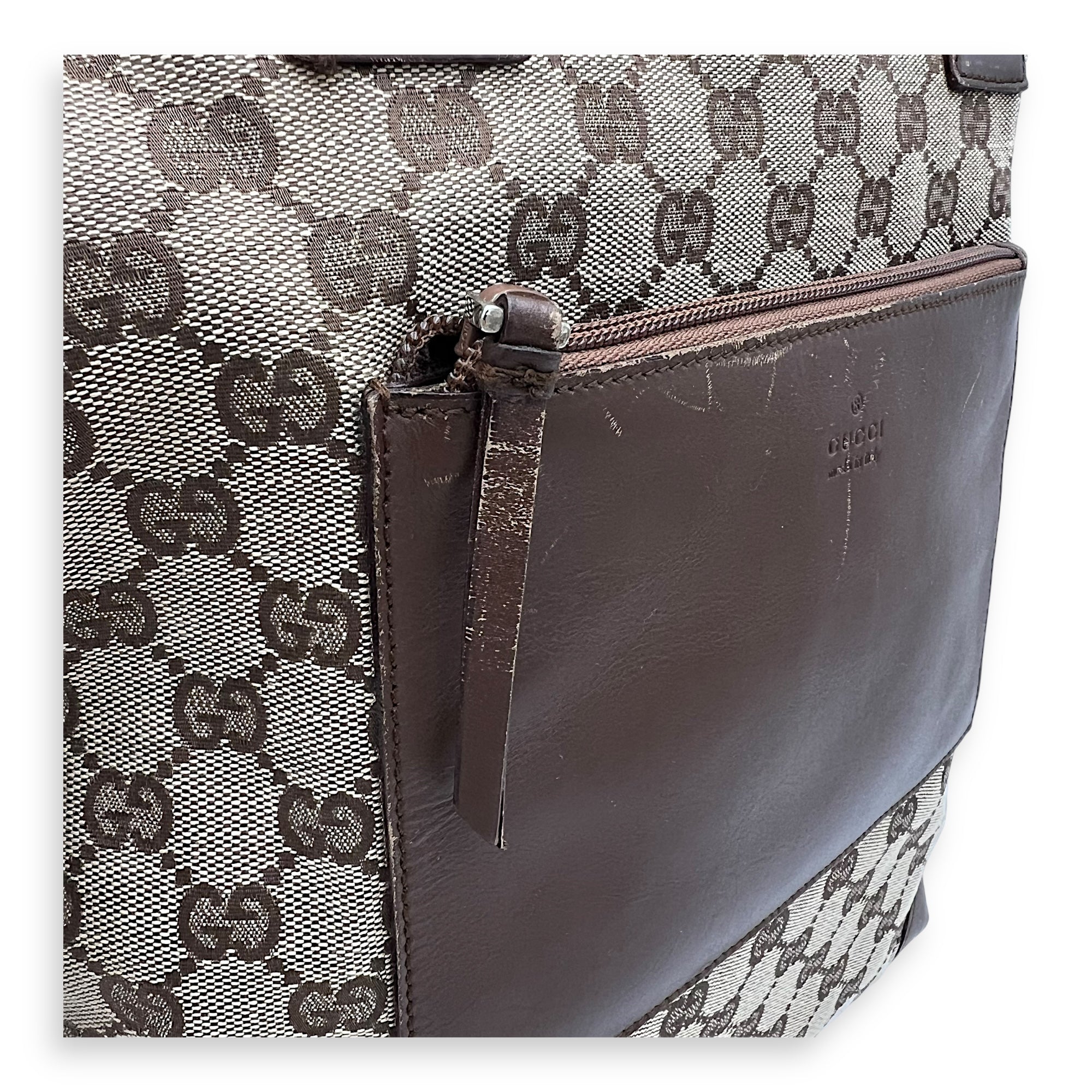 Vintage Tote Bag Brown in Coated Canvas, Silver hardware - Image 17