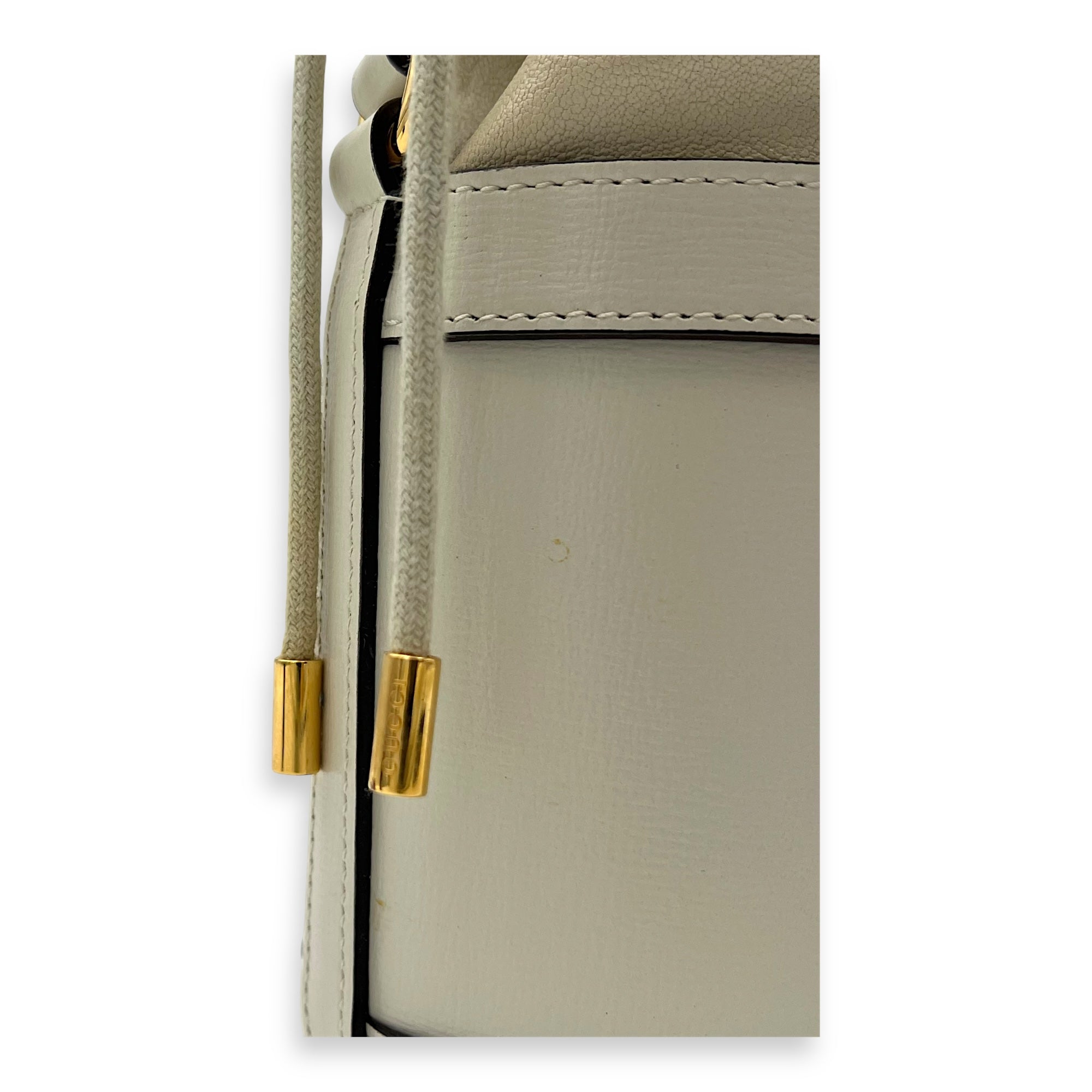 Horsebit 1955 White Bucket Bag in Calfskin, Gold hardware - Image 8