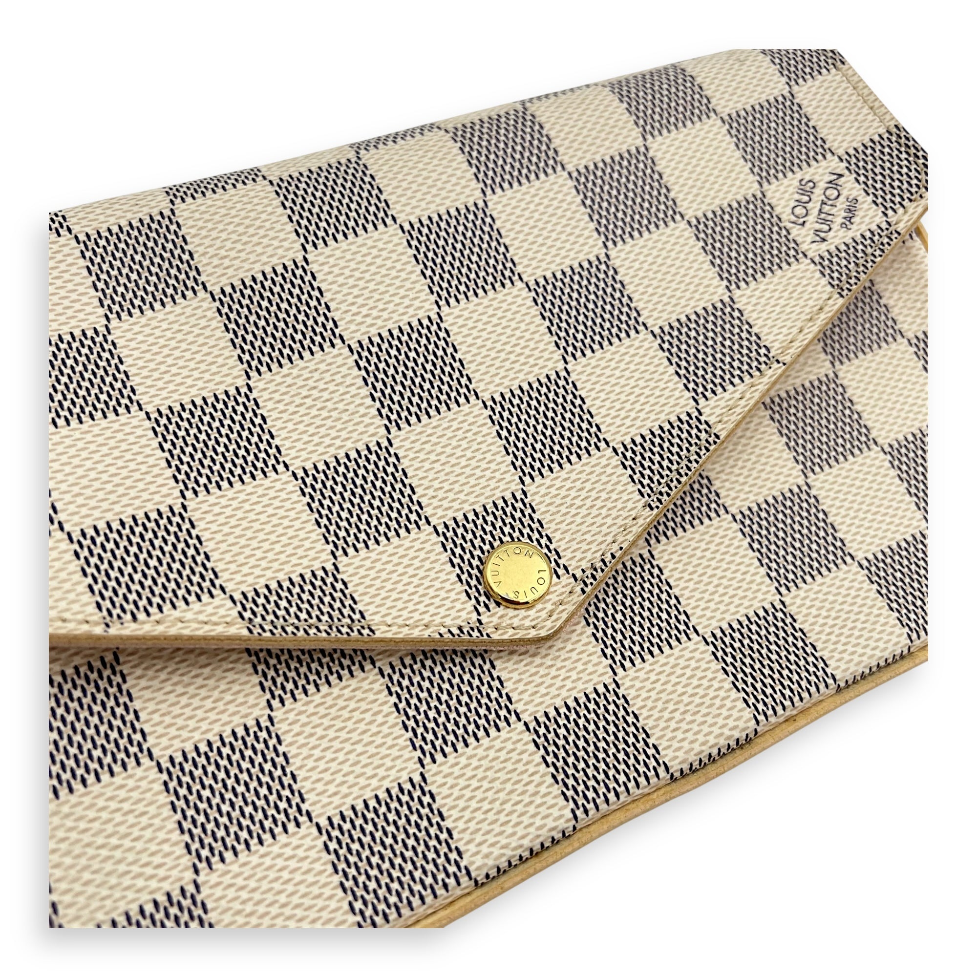 Felicie Crossbody Bag Azur in Coated Canvas, Gold hardware - Image 7