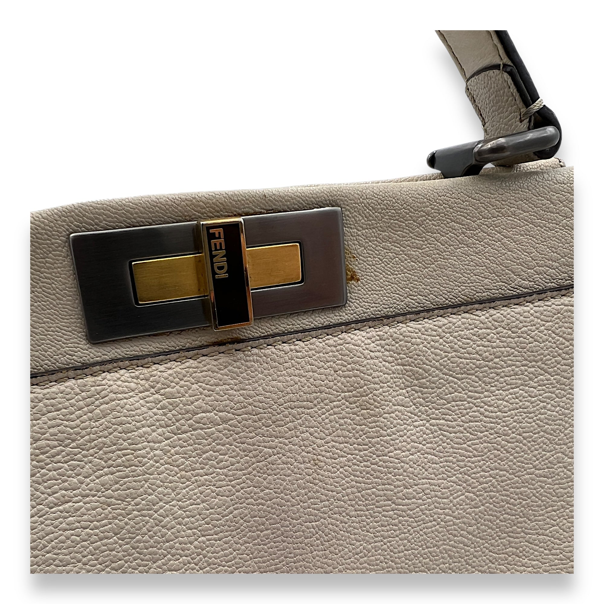 Peekaboo Medium Top handle bag in Calfskin, Silver Hardware - Image 9