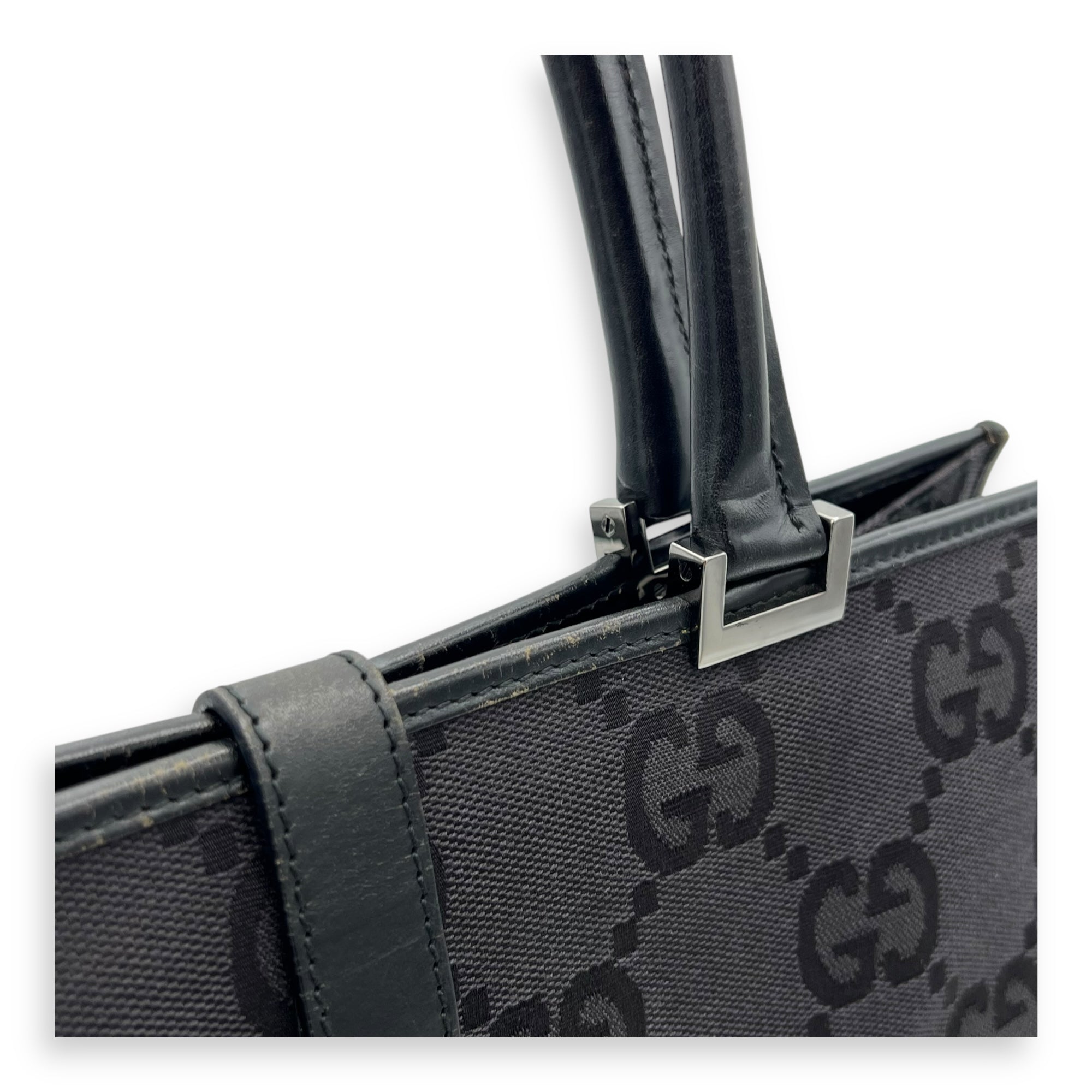 Jackie 1961 Tote Bag Black in Canvas, Silver hardware - Image 9