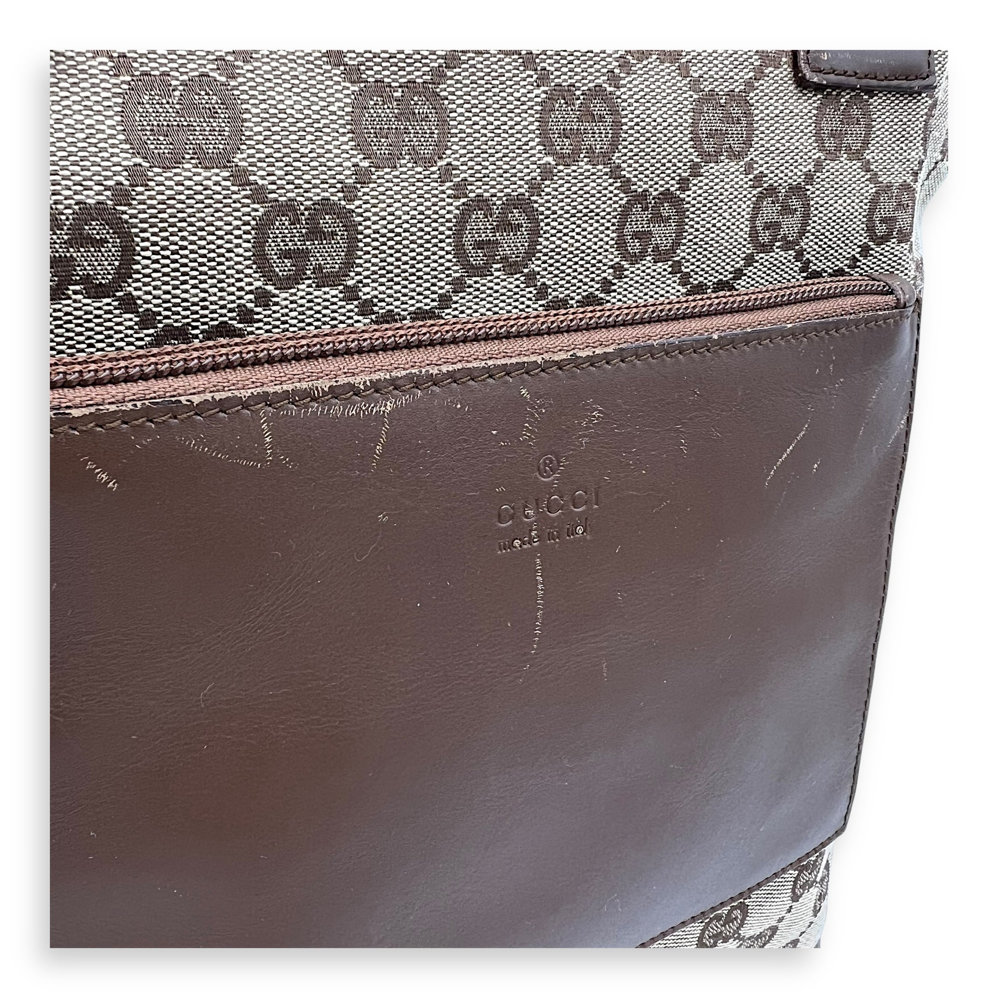 Vintage Tote Bag Brown in Coated Canvas, Silver hardware - Image 16