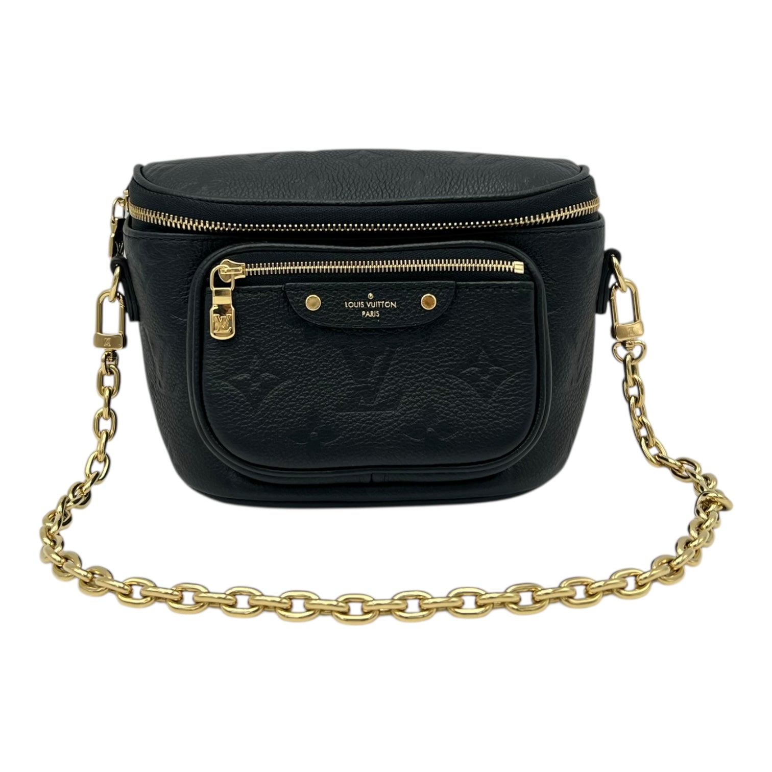 BumBag Belt Bag Black in Empreinte Leather, Gold hardware - Image 9