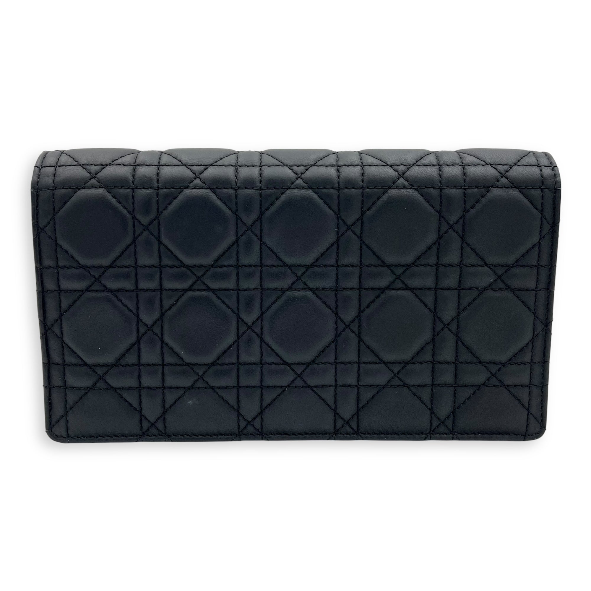 Lady Dior Pouch With Strap Black Wallet On Chain in Calfskin, Silver hardware - Image 3