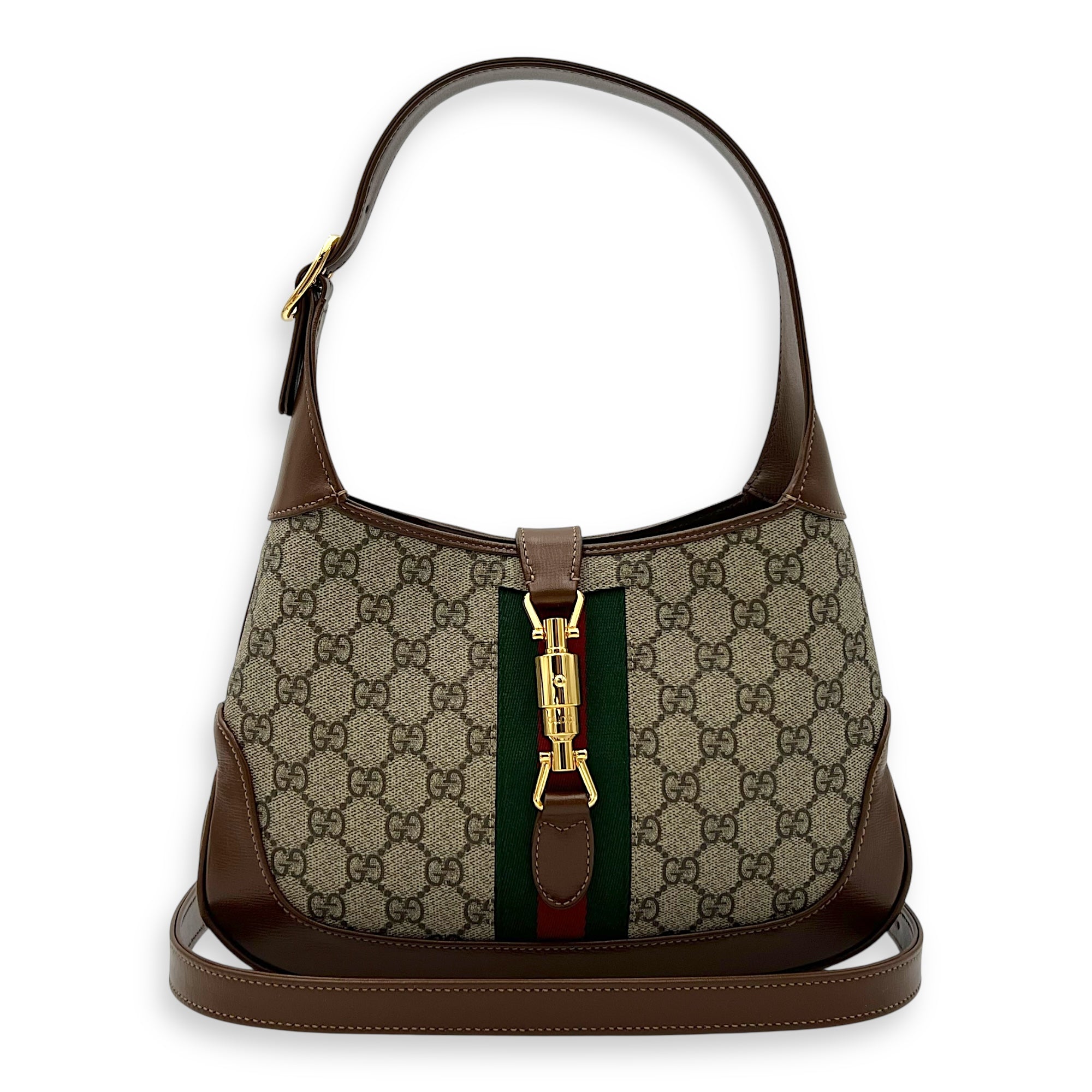 Jackie 1961 Top Handle Bag Brown in Coated Canvas, Gold hardware - Image 11