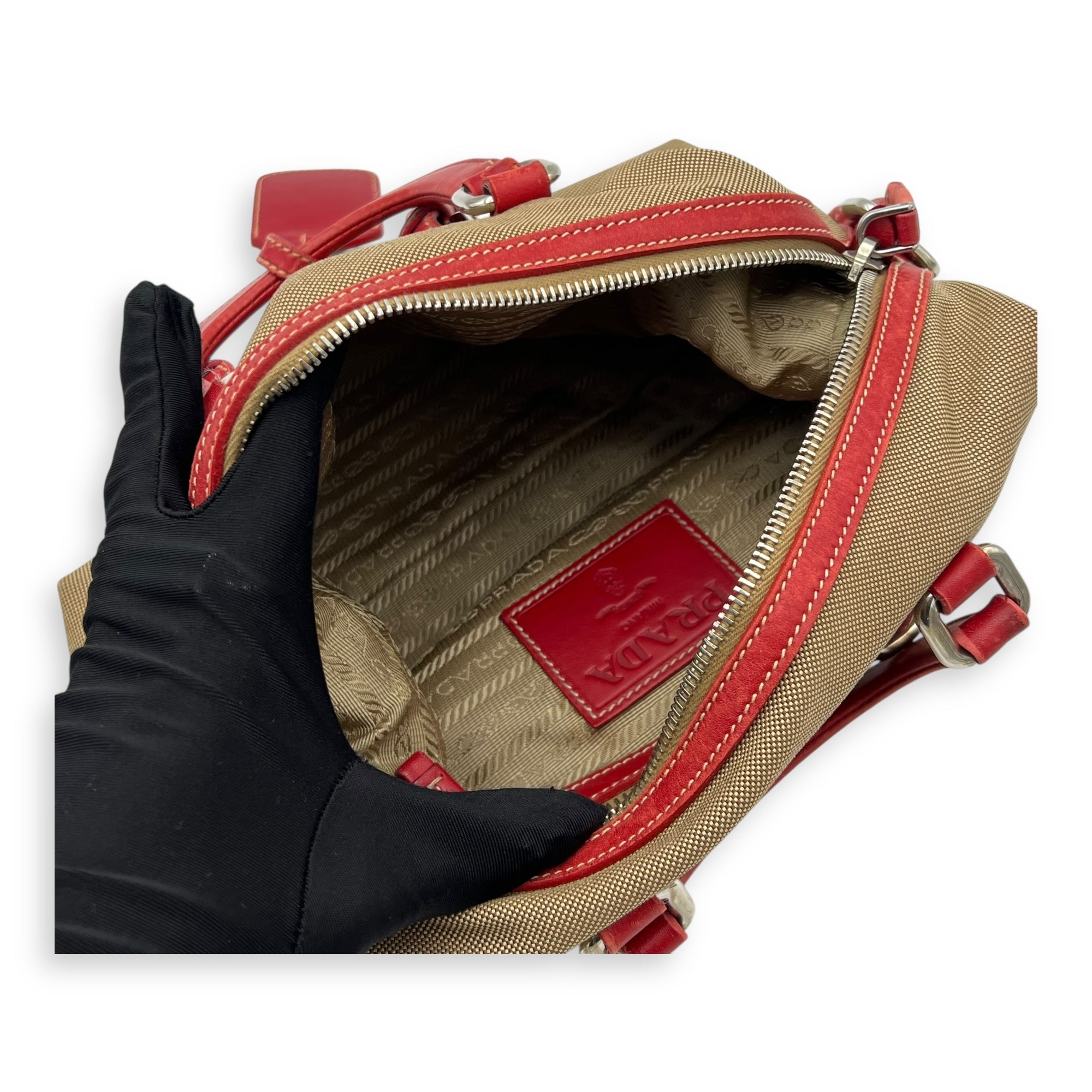 Logo Top Handle Bag Brown in Canvas, Silver hardware - Image 11