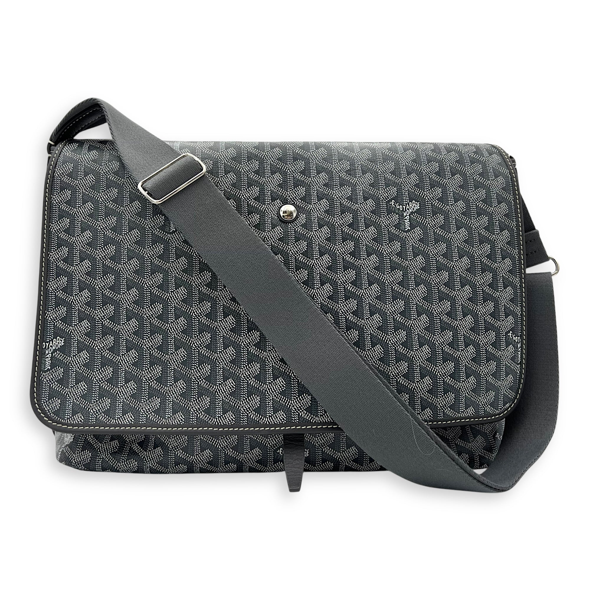 Capetien MM Grey Shoulder Bag in Coated Canvas, Silver hardware - Image 11