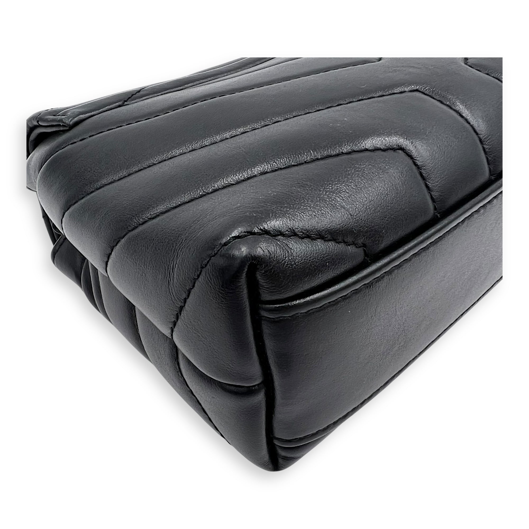 Loulou Toy Black Crossbody Bag in Calfskin, Silver hardware - Image 9