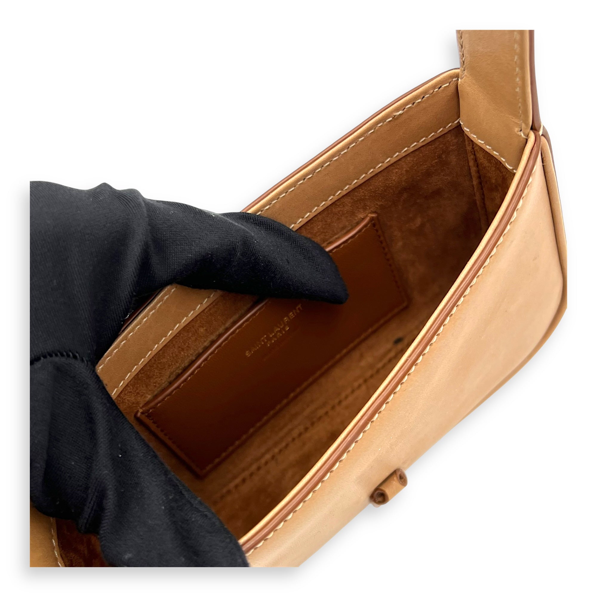 Le 5 A 7 Top Handle Bag Brown in Calfskin, Gold hardware - Image 12